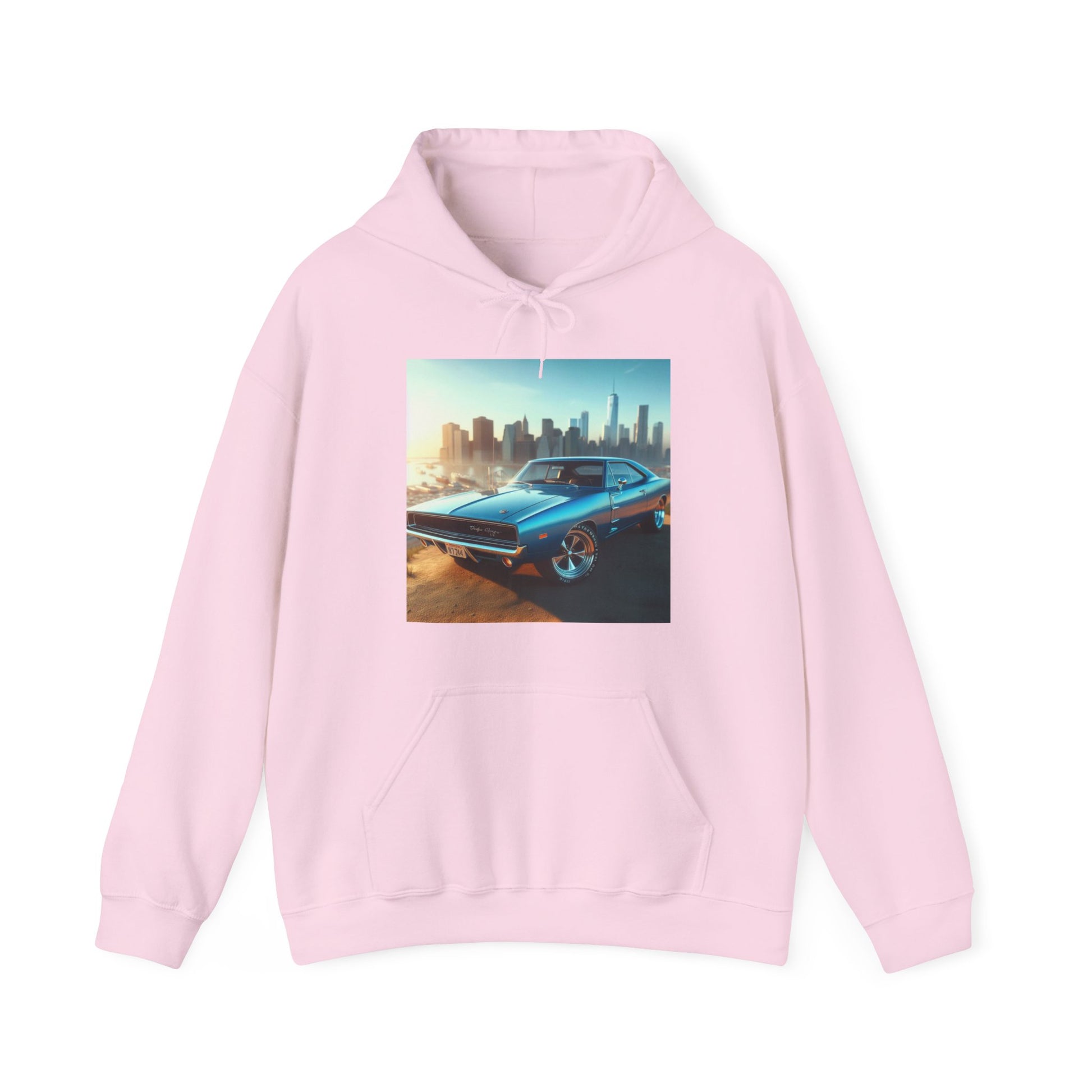 1970 Blue Dodge Charger Hoodie Hoodie Printify Light Pink S