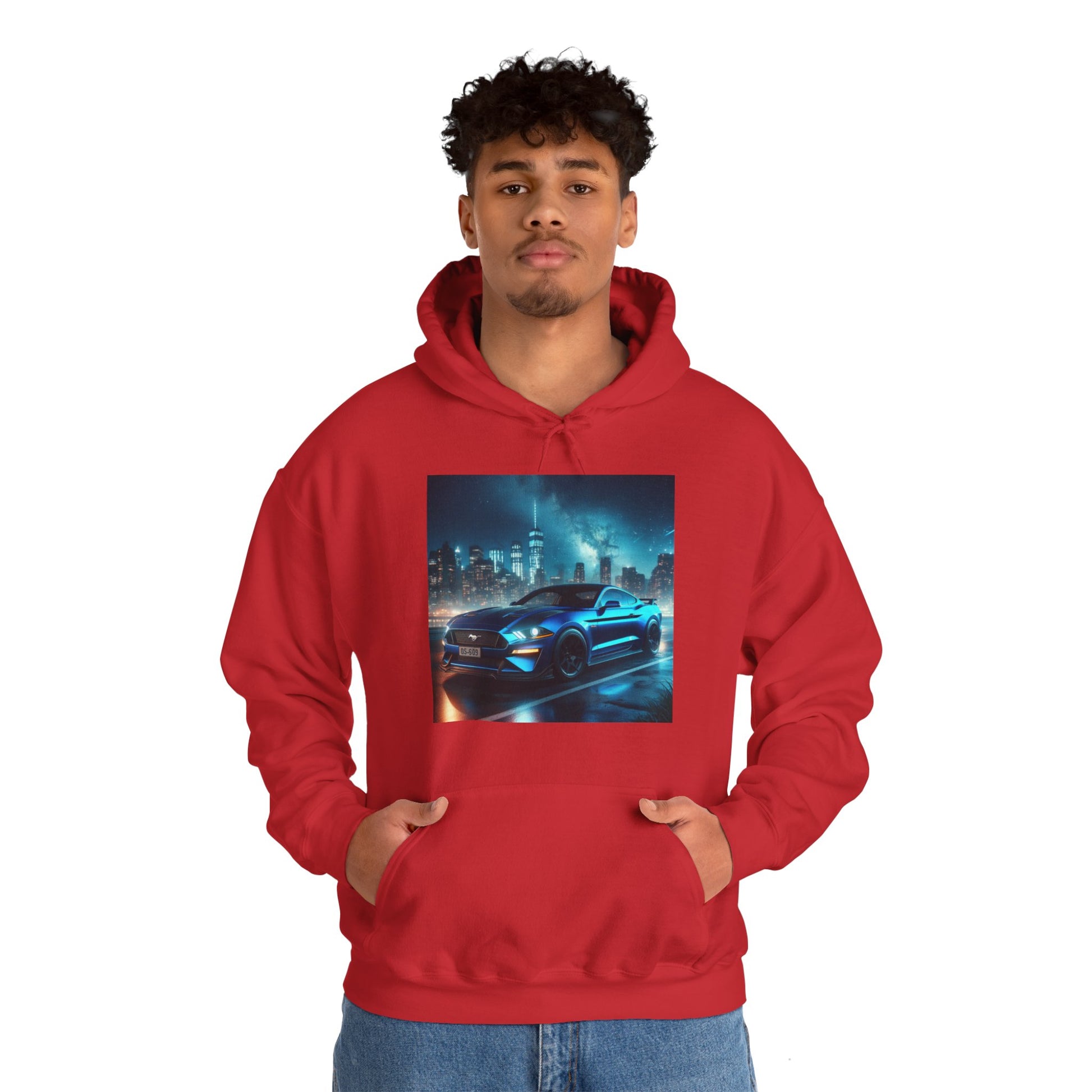 Blue Mustang Hoodie Hoodie Printify