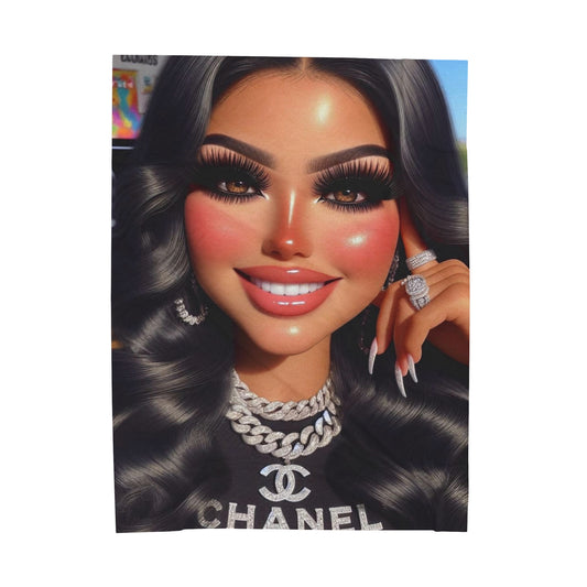Chanel Mami Plush Blanket Blanket Printify 60" × 80"