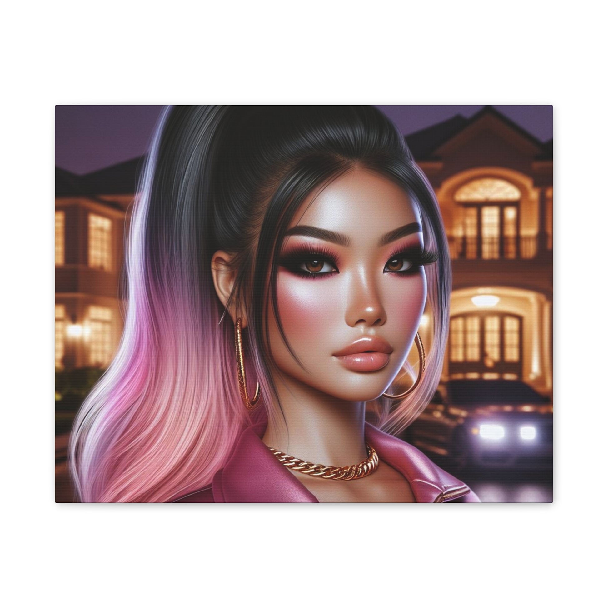 Pink at Night Canvas Canvas Printify