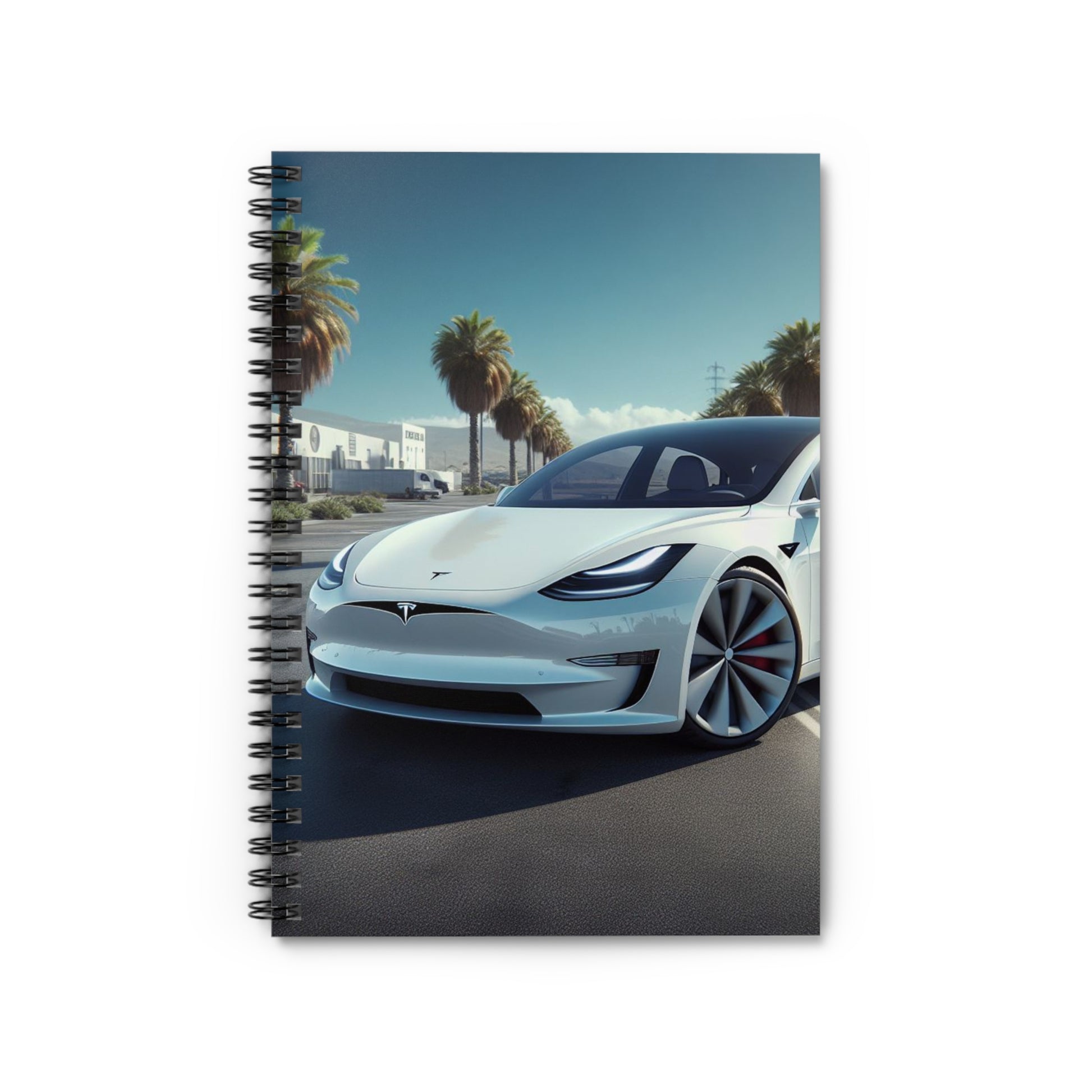 White Tesla Spiral Notebook Paper products Printify One Size