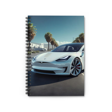 White Tesla Spiral Notebook Paper products Printify One Size