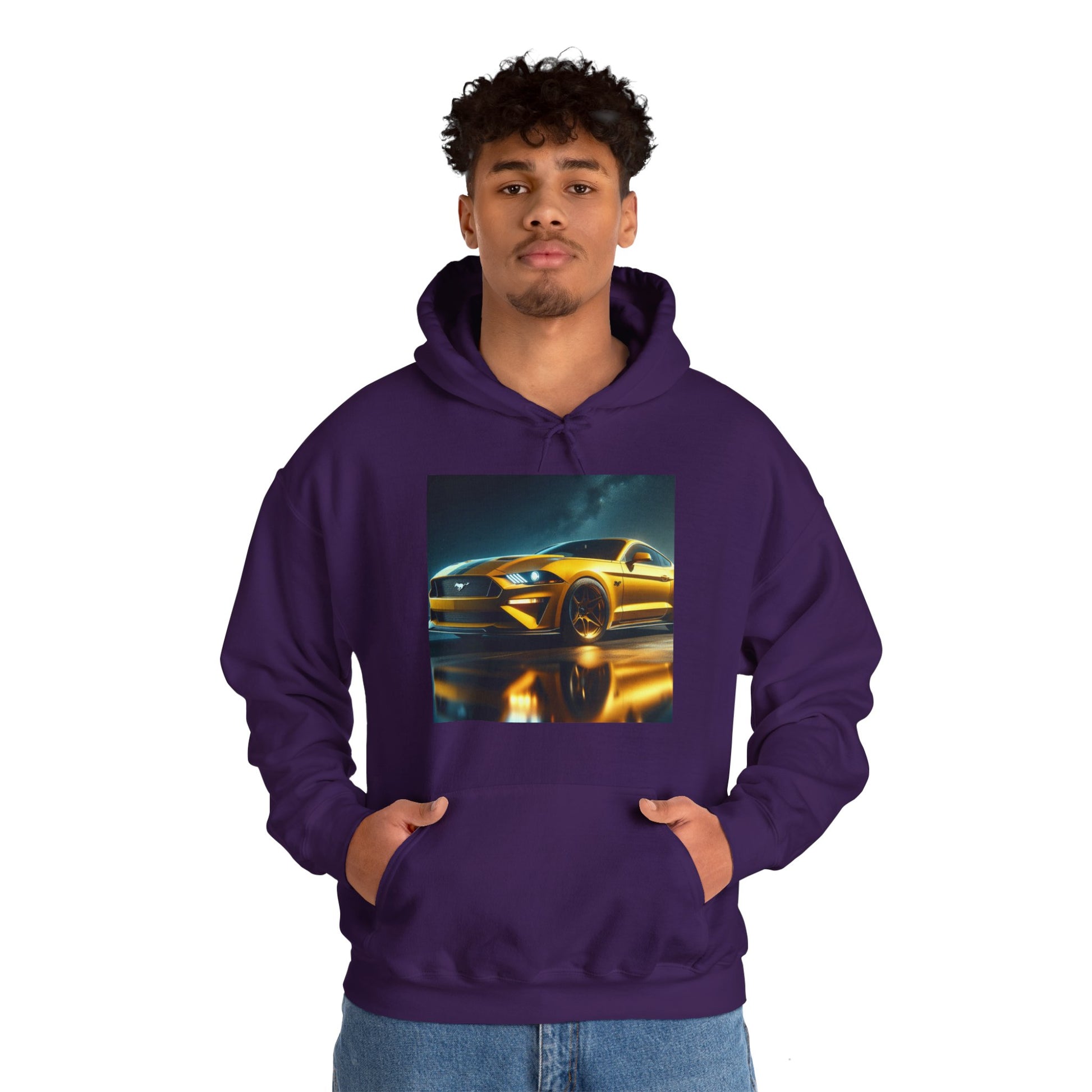 Yellow Mustang Hoodie Hoodie Printify