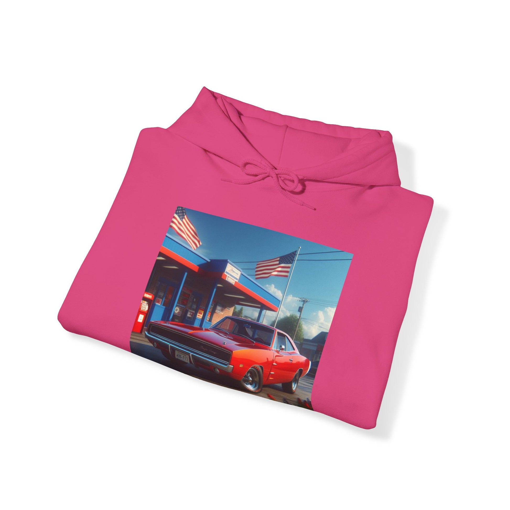 1970 Red Dodge Charger Hoodie Hoodie Printify