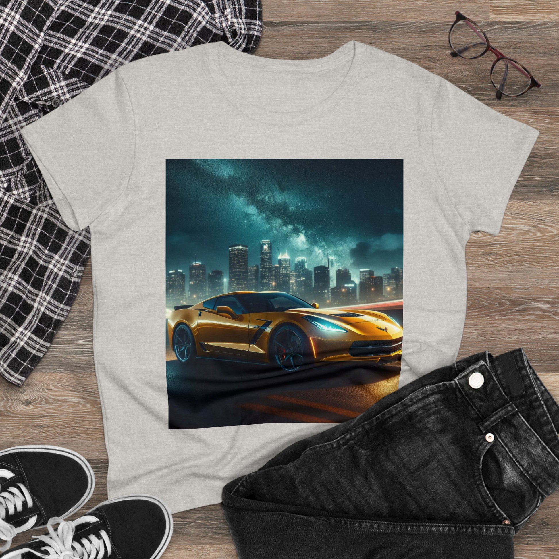 Yellow Corvette T-Shirt T-Shirt Printify