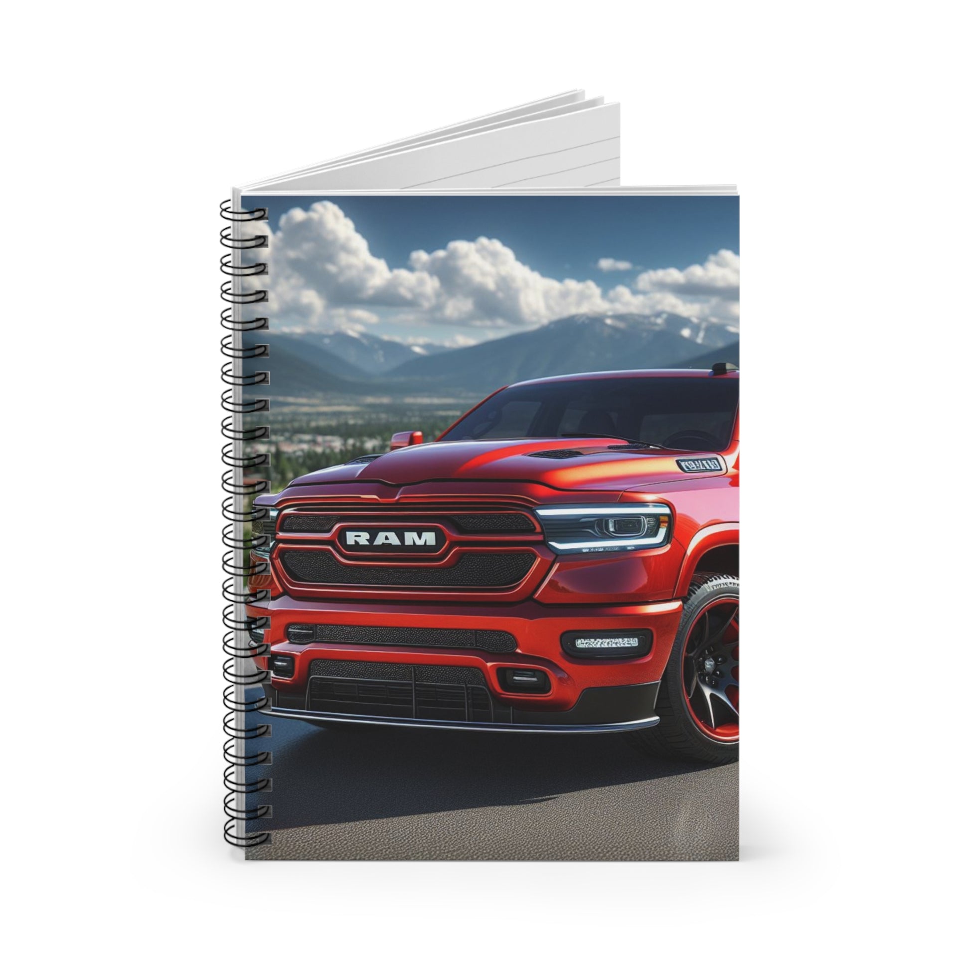 Red Dodge Ram Spiral Notebook Paper products Printify