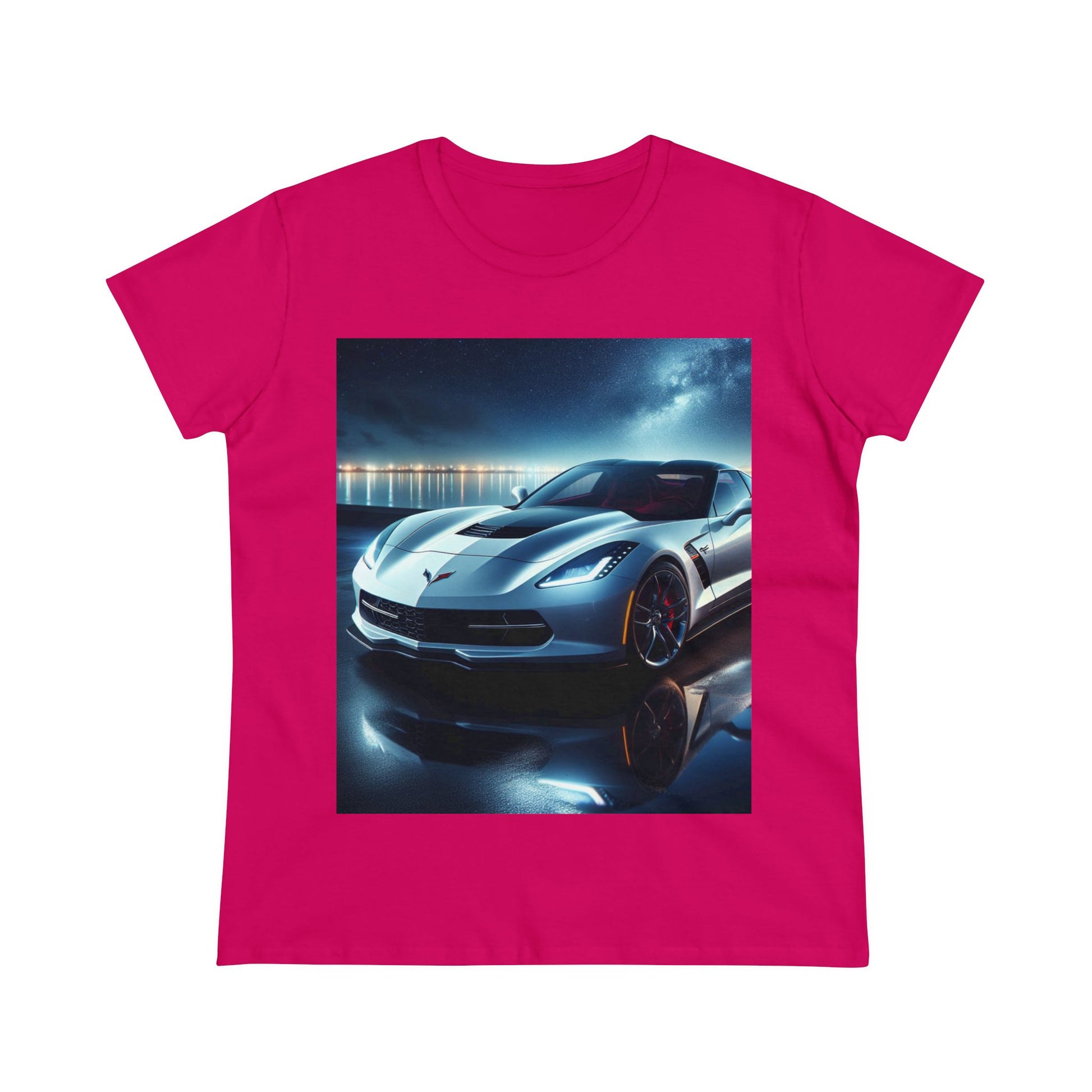 White Corvette T-Shirt T-Shirt Printify Heliconia S