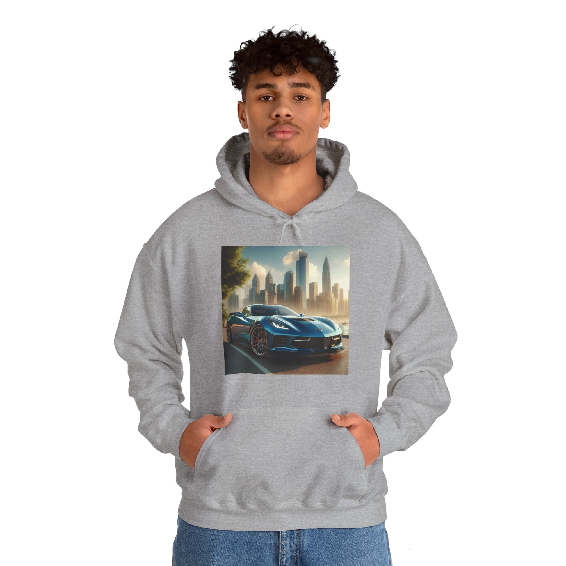 Blue Corvette Hoodie Hoodie Printify