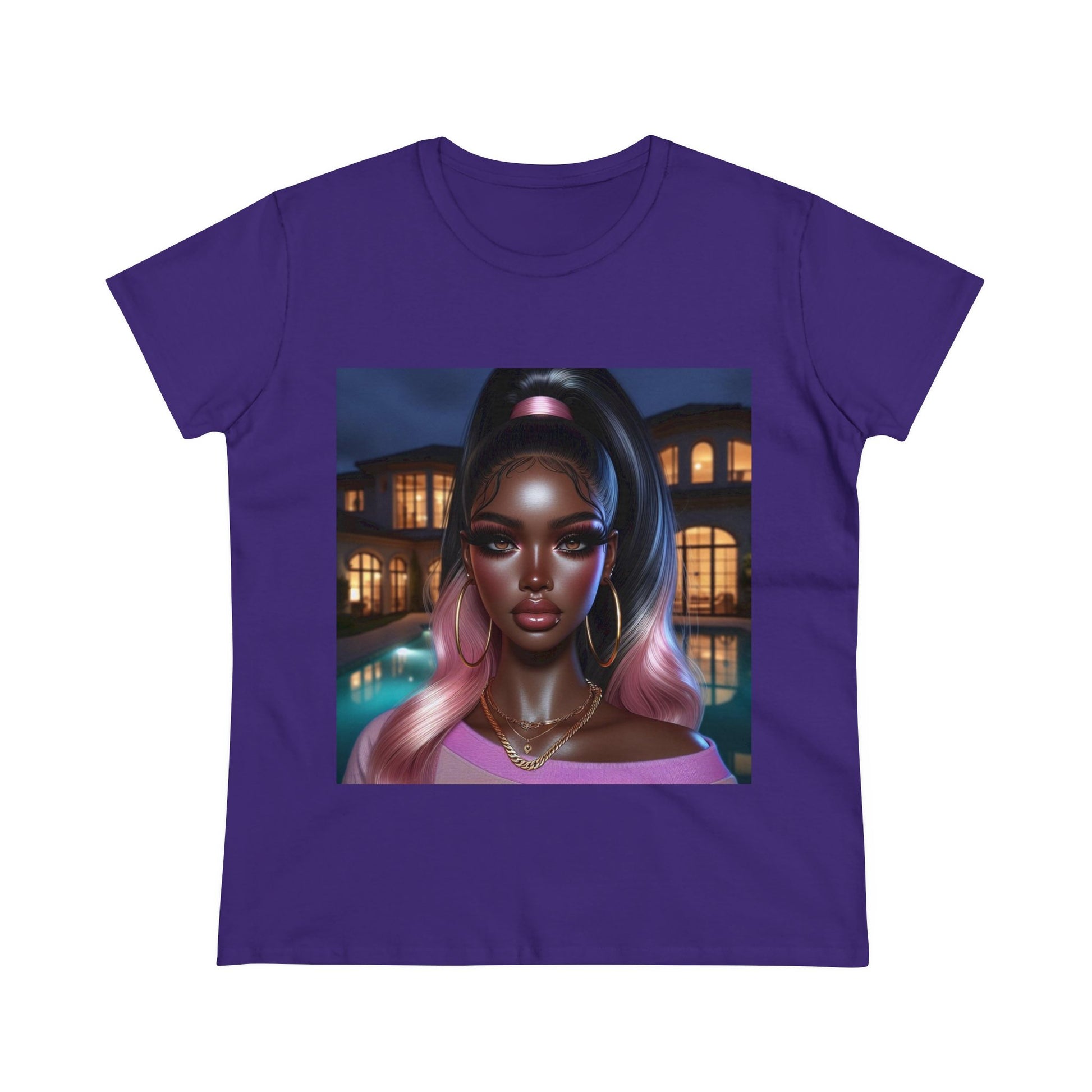 Pink at Night T-Shirt T-Shirt Printify Purple S