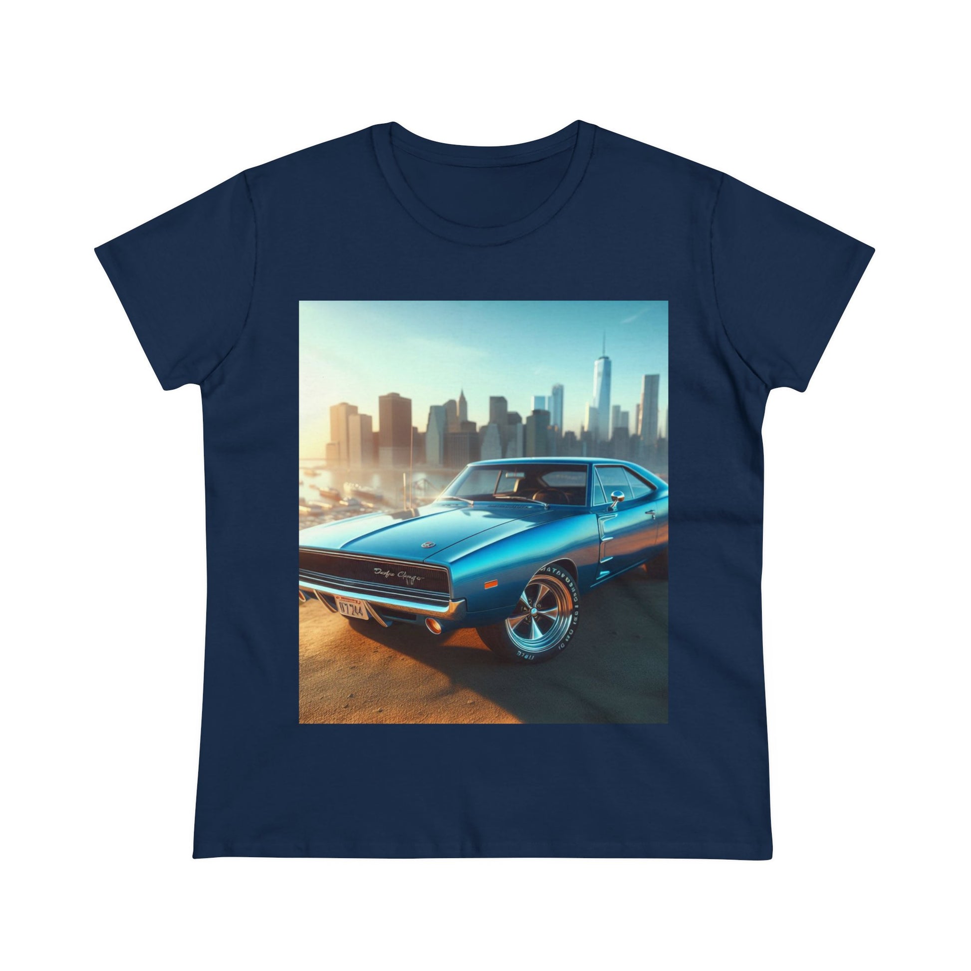 1970 Blue Dodge Charger T-Shirt T-Shirt Printify Navy S
