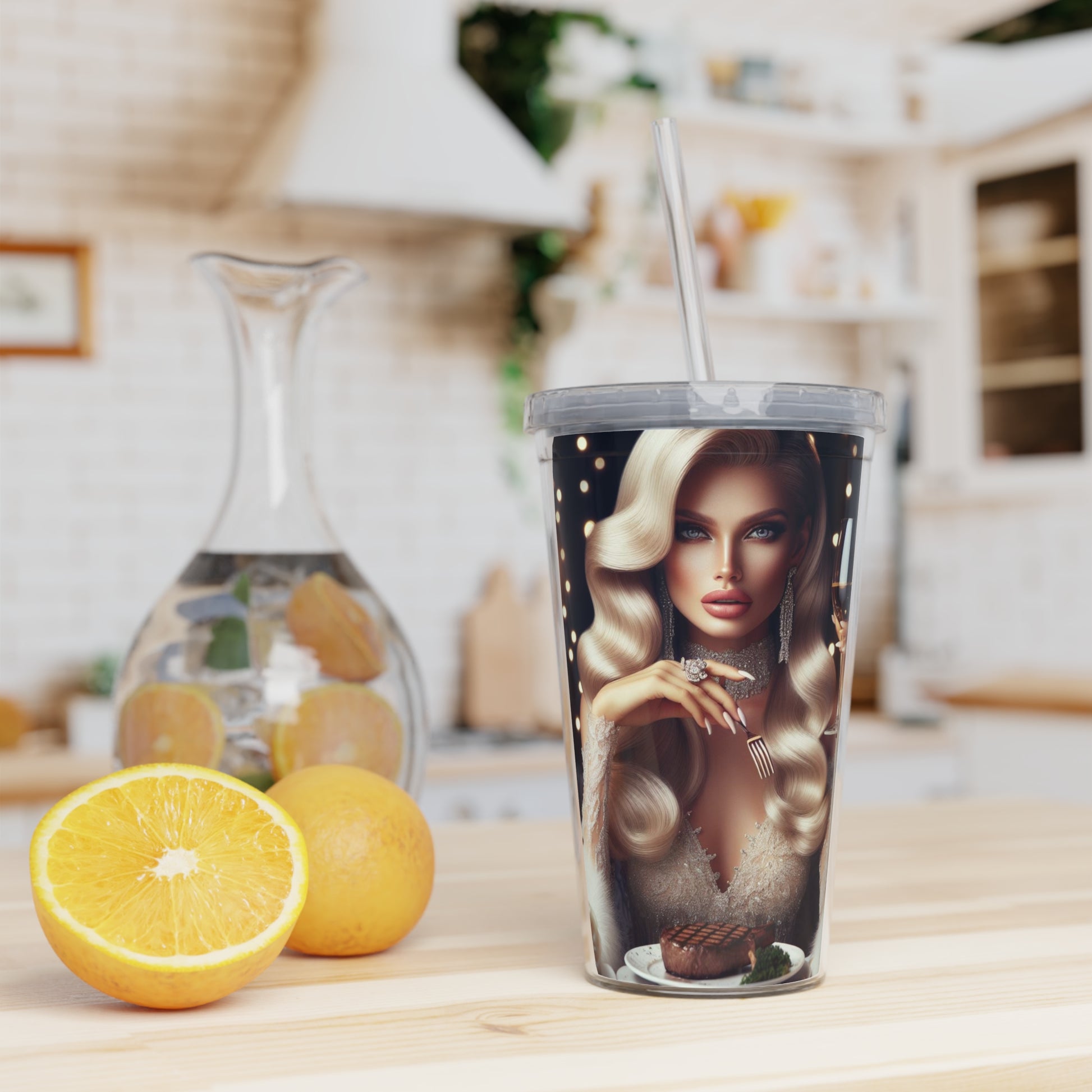 Elegant Meal Tumbler with Straw Mug Printify