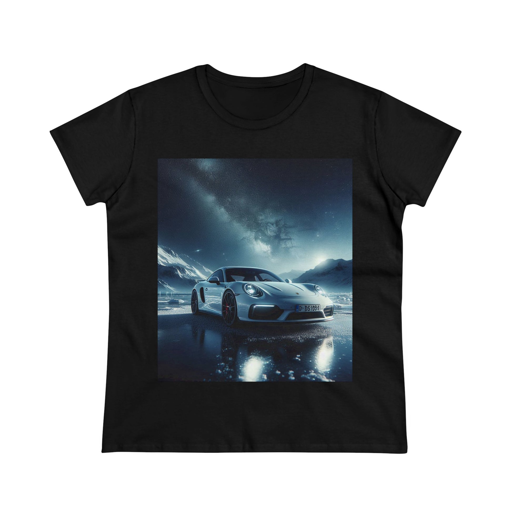 White Porsche T-Shirt T-Shirt Printify Black S