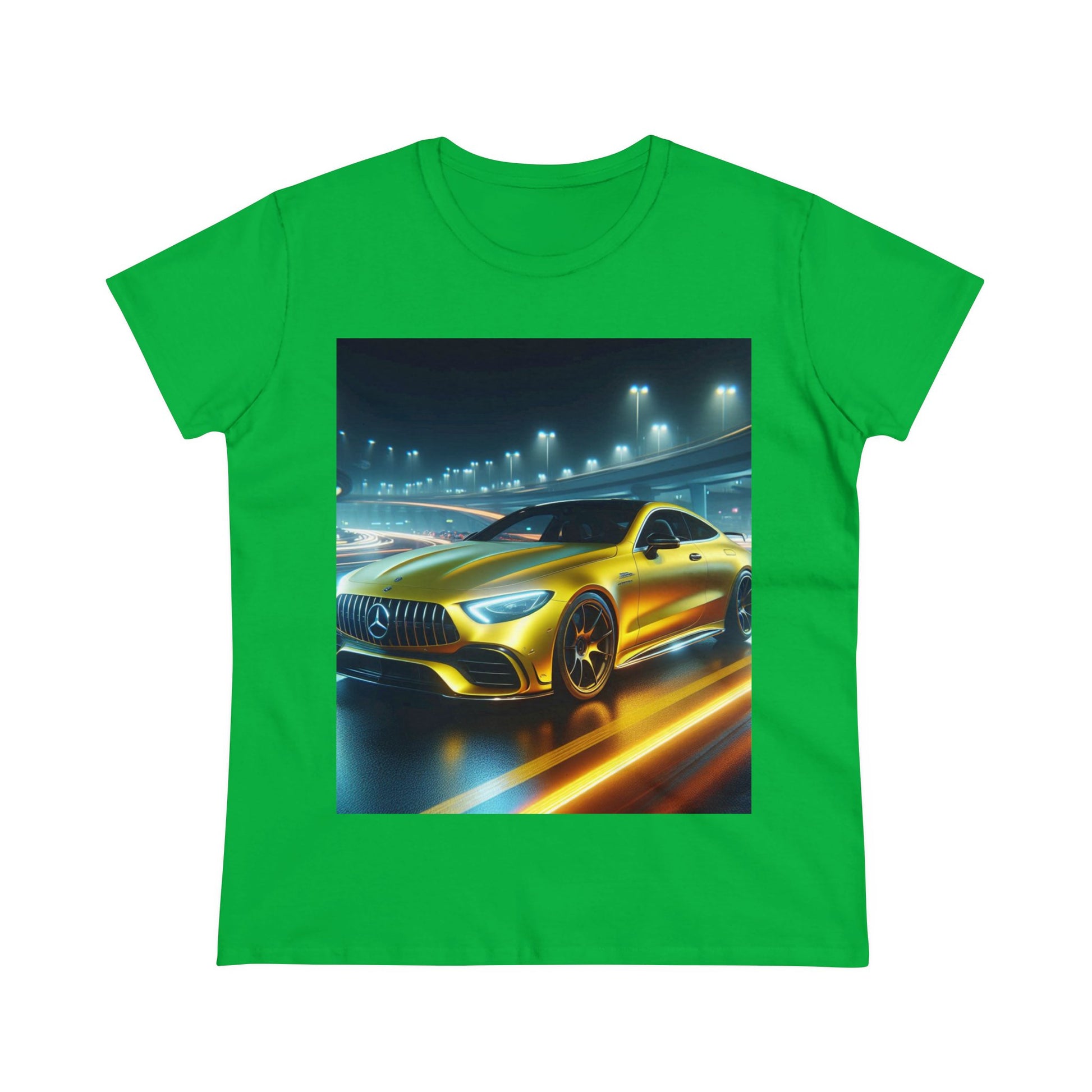 Yellow Mercedes T-Shirt T-Shirt Printify Irish Green S