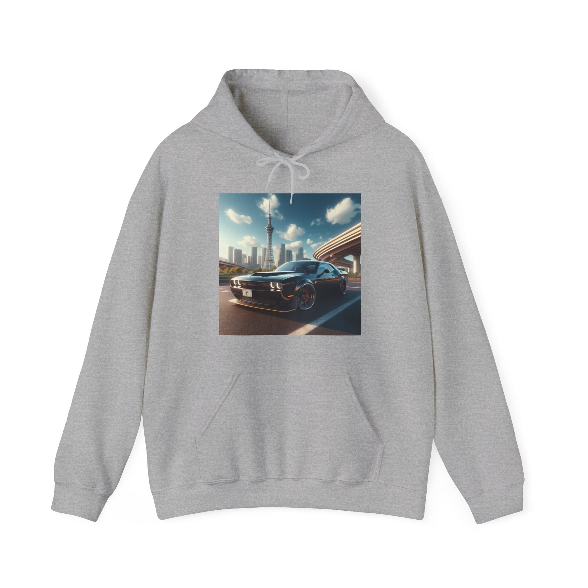 Black Challenger Hoodie Hoodie Printify Sport Grey S