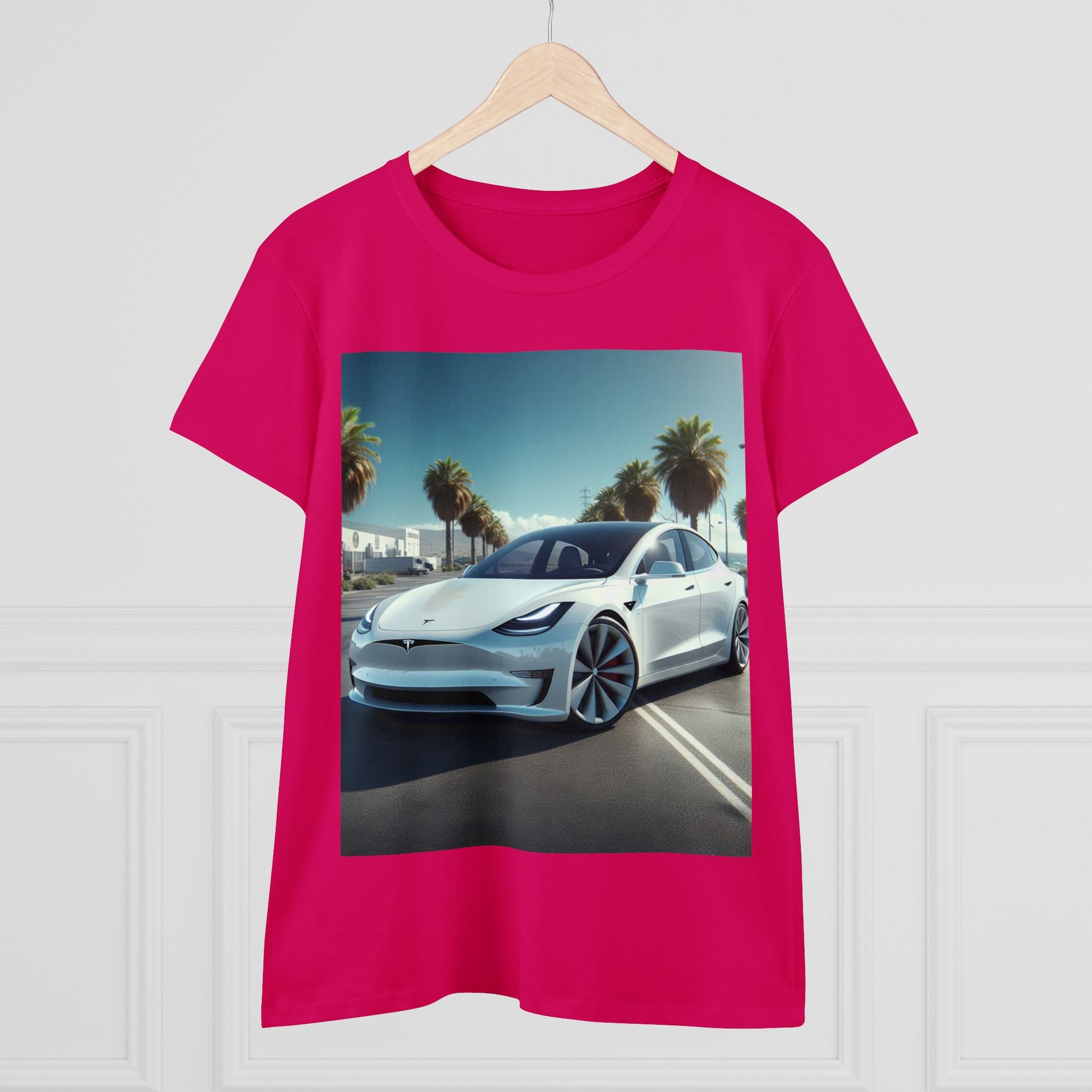 White Tesla T-Shirt T-Shirt Printify