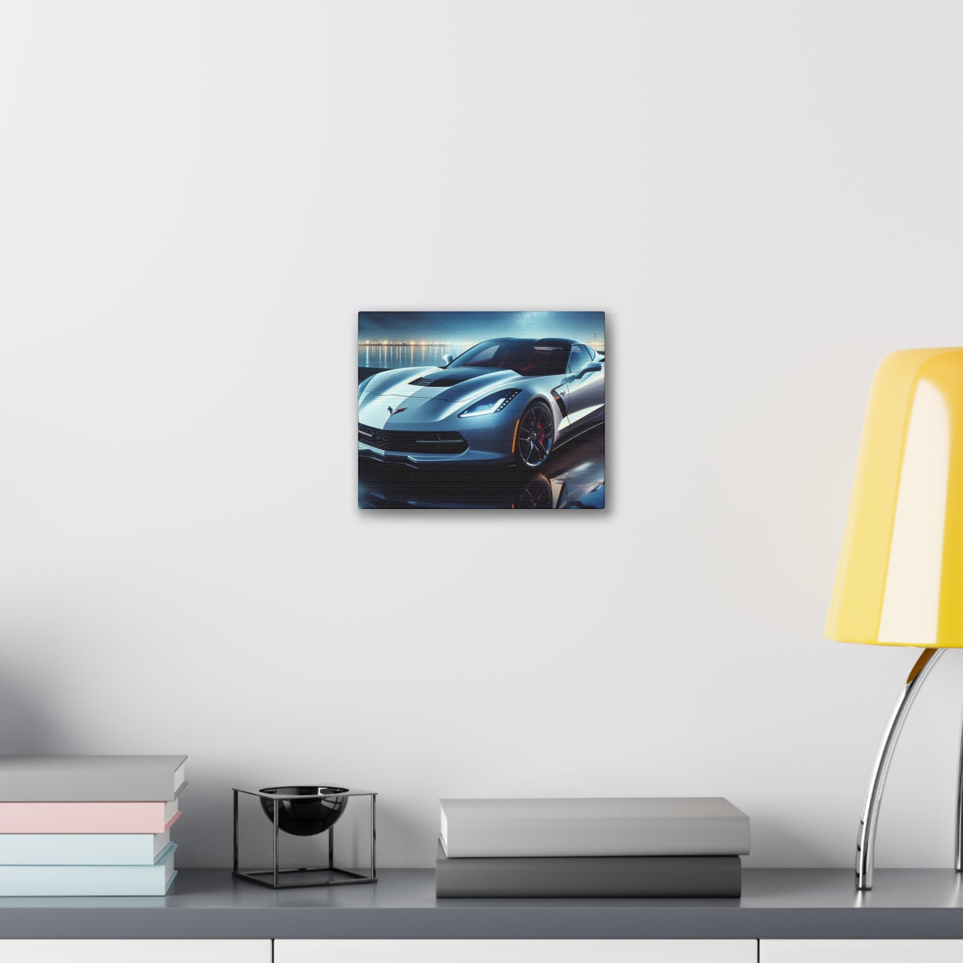 White Corvette Canvas Canvas Printify 10" x 8" (Horizontal) 0.75''