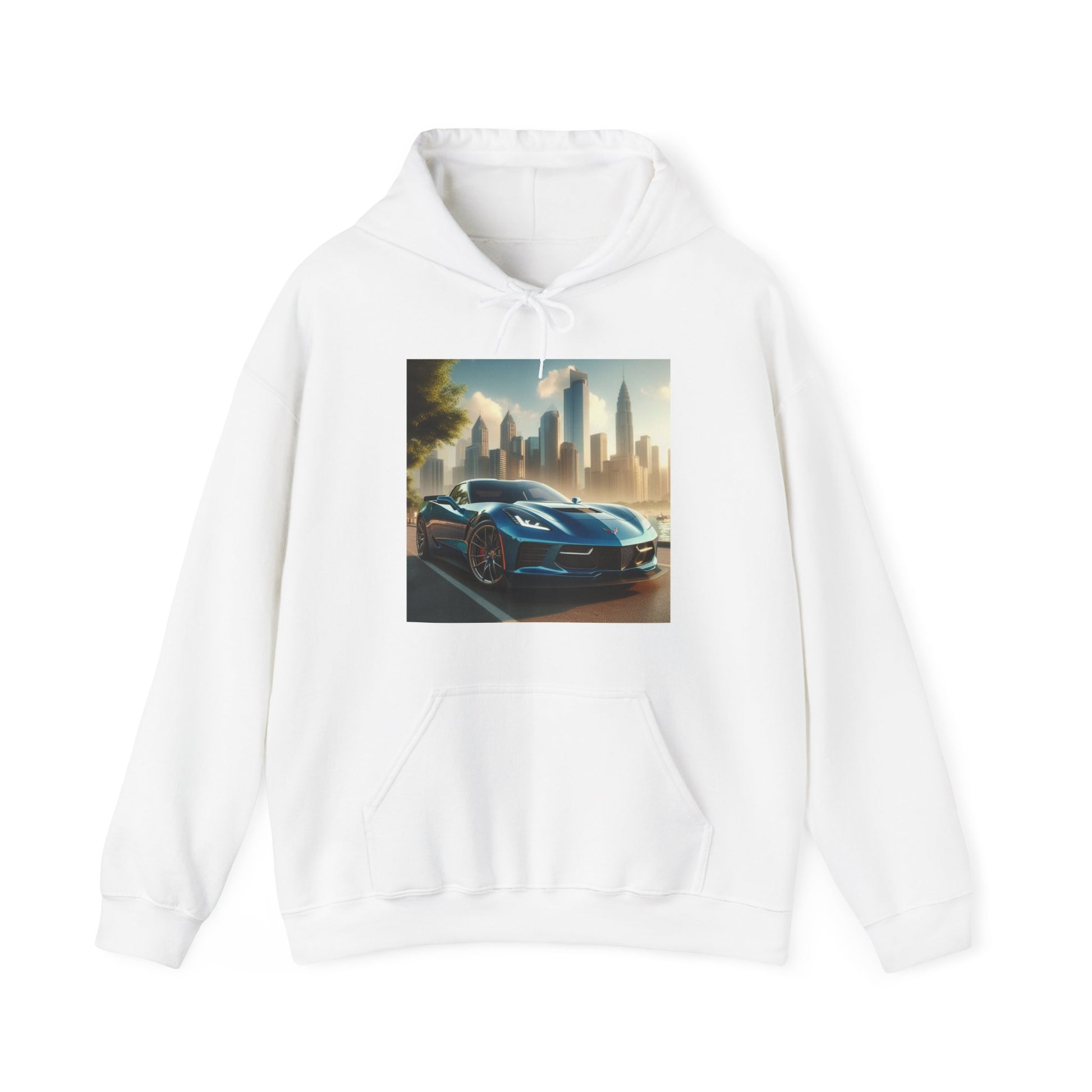 Blue Corvette Hoodie Hoodie Printify White S
