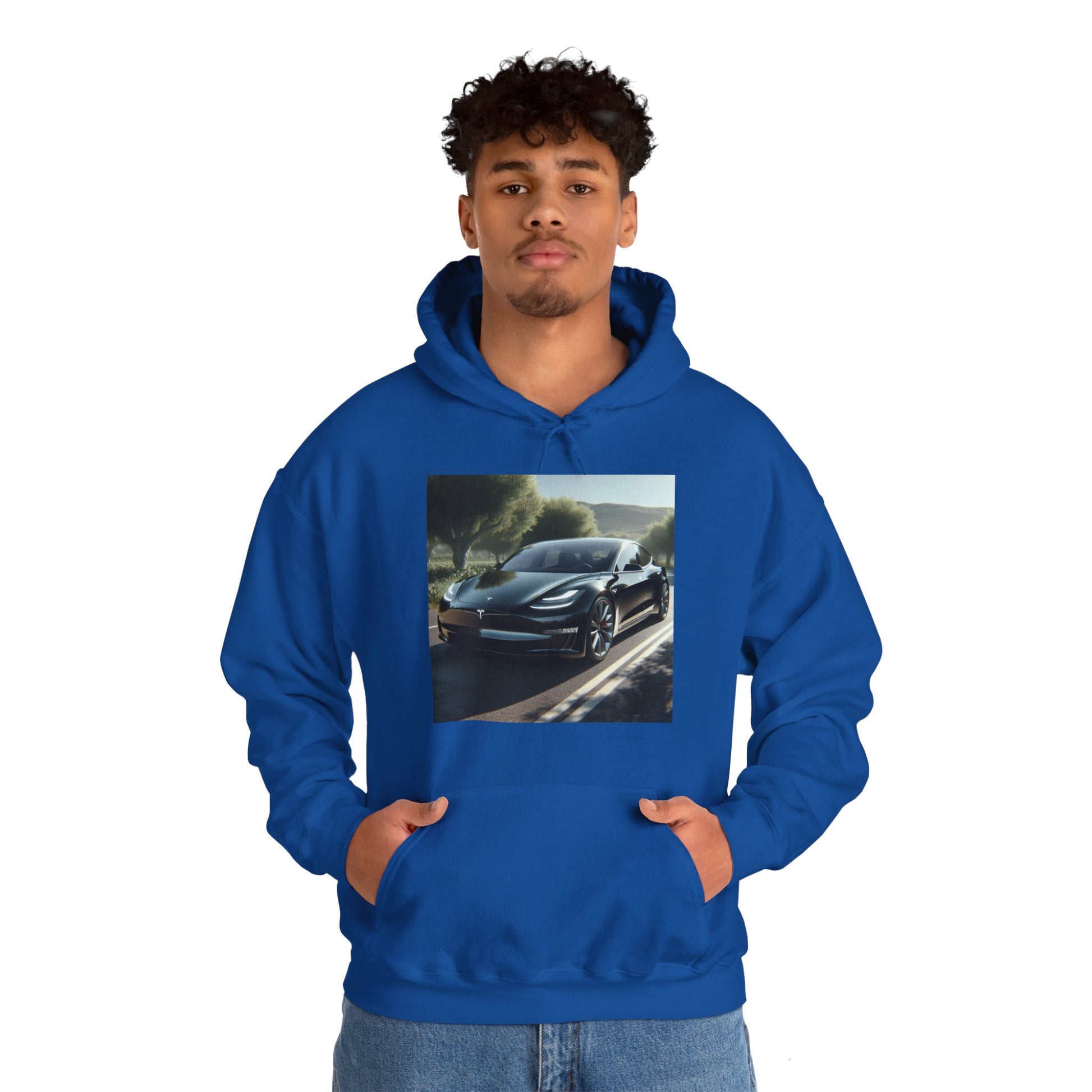 Black Tesla Hoodie Hoodie Printify