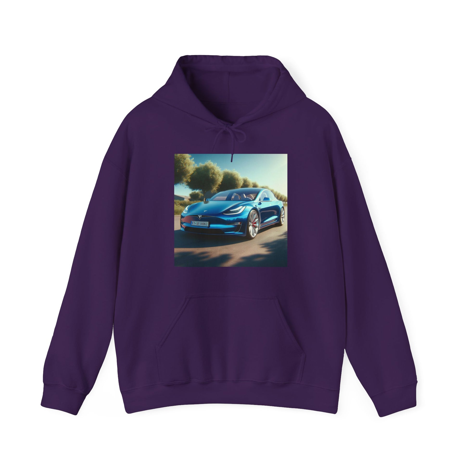Blue Tesla Hoodie Hoodie Printify Purple S