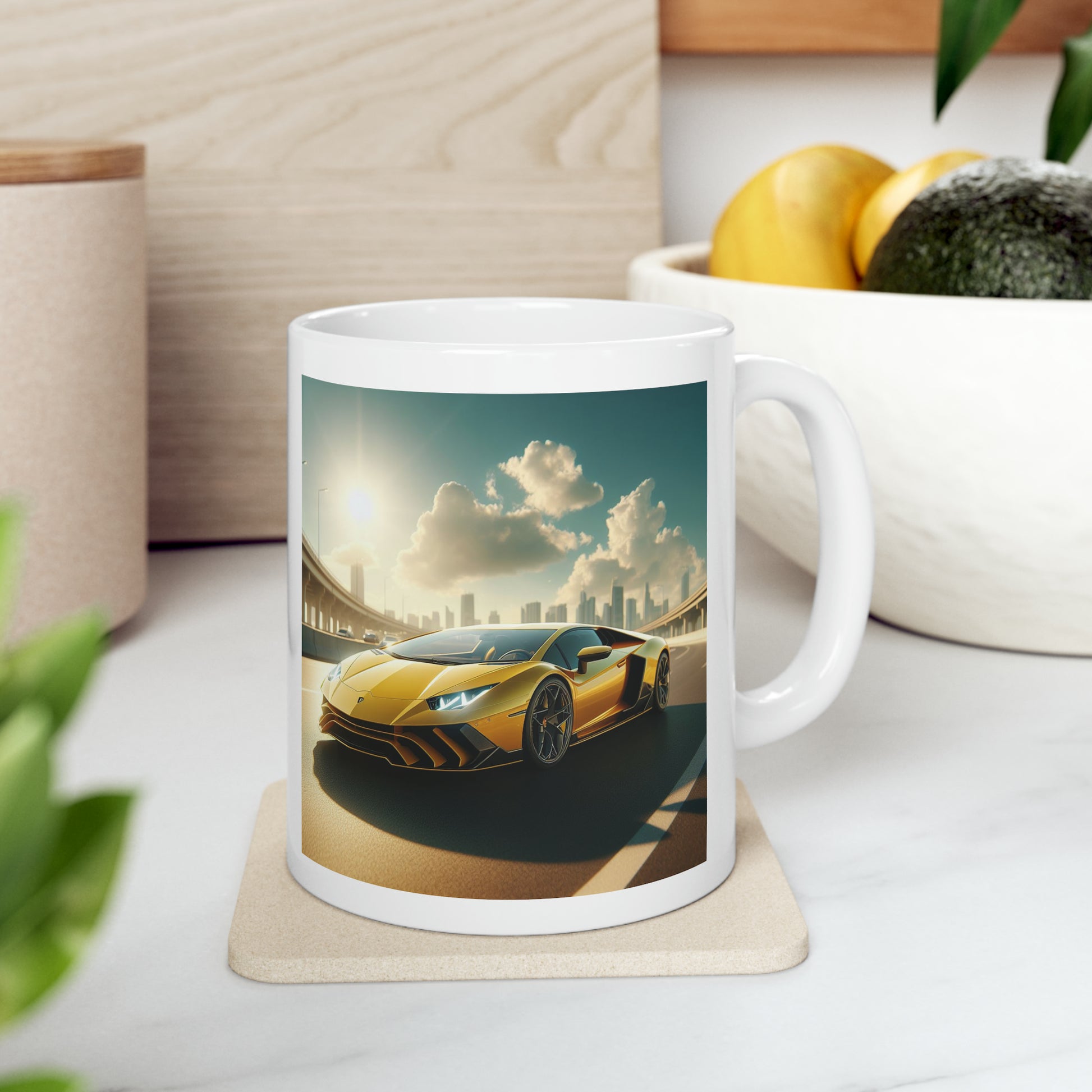 Yellow Lamborghini  Mug Mug Printify