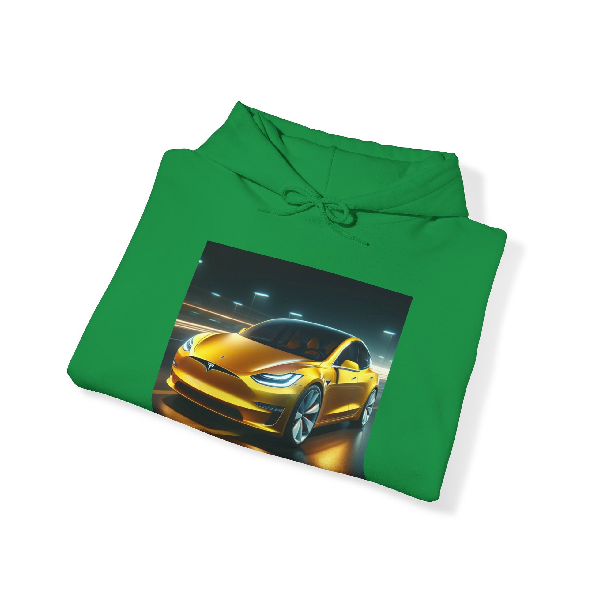 Yellow Tesla Hoodie Hoodie Printify