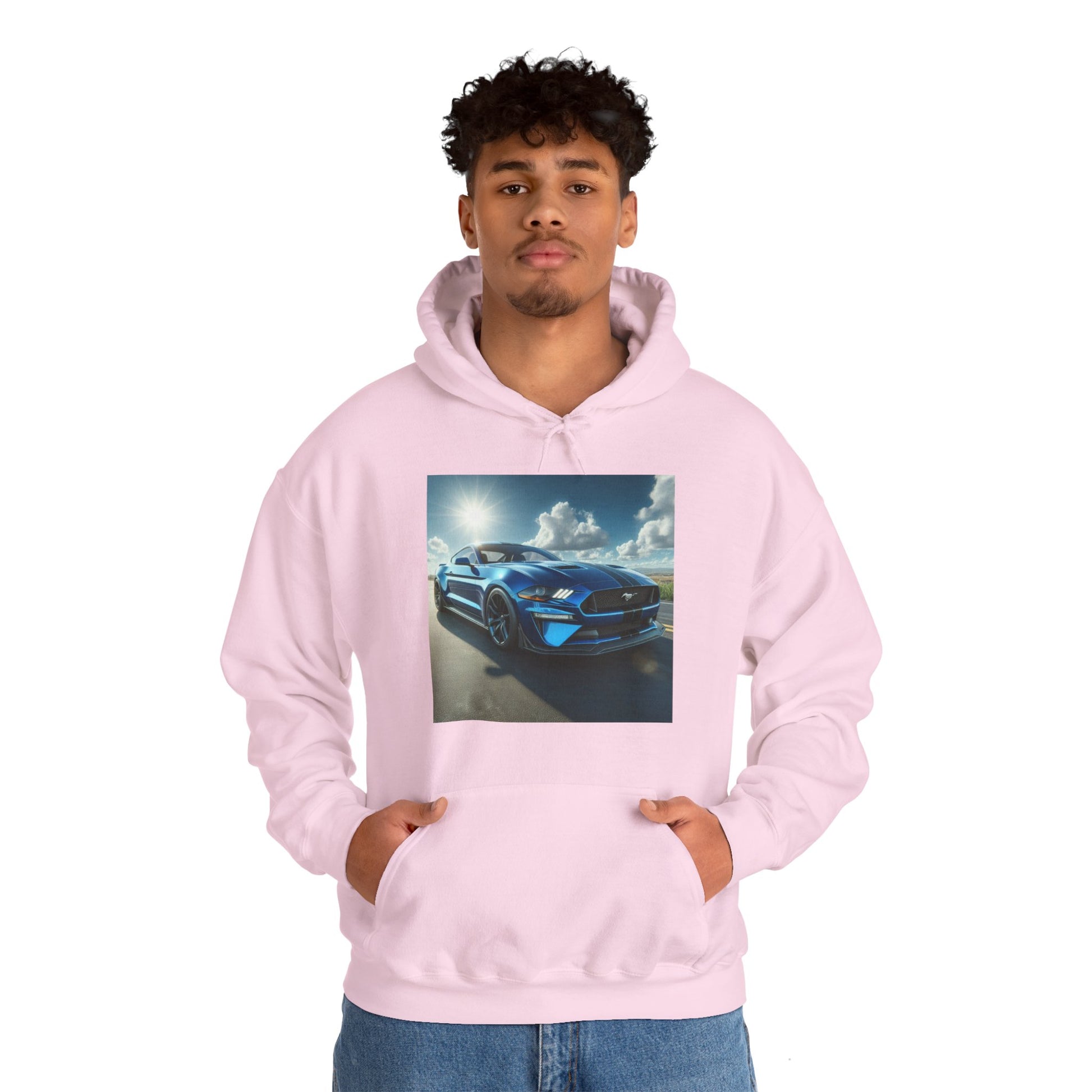 Blue Mustang Hoodie Hoodie Printify