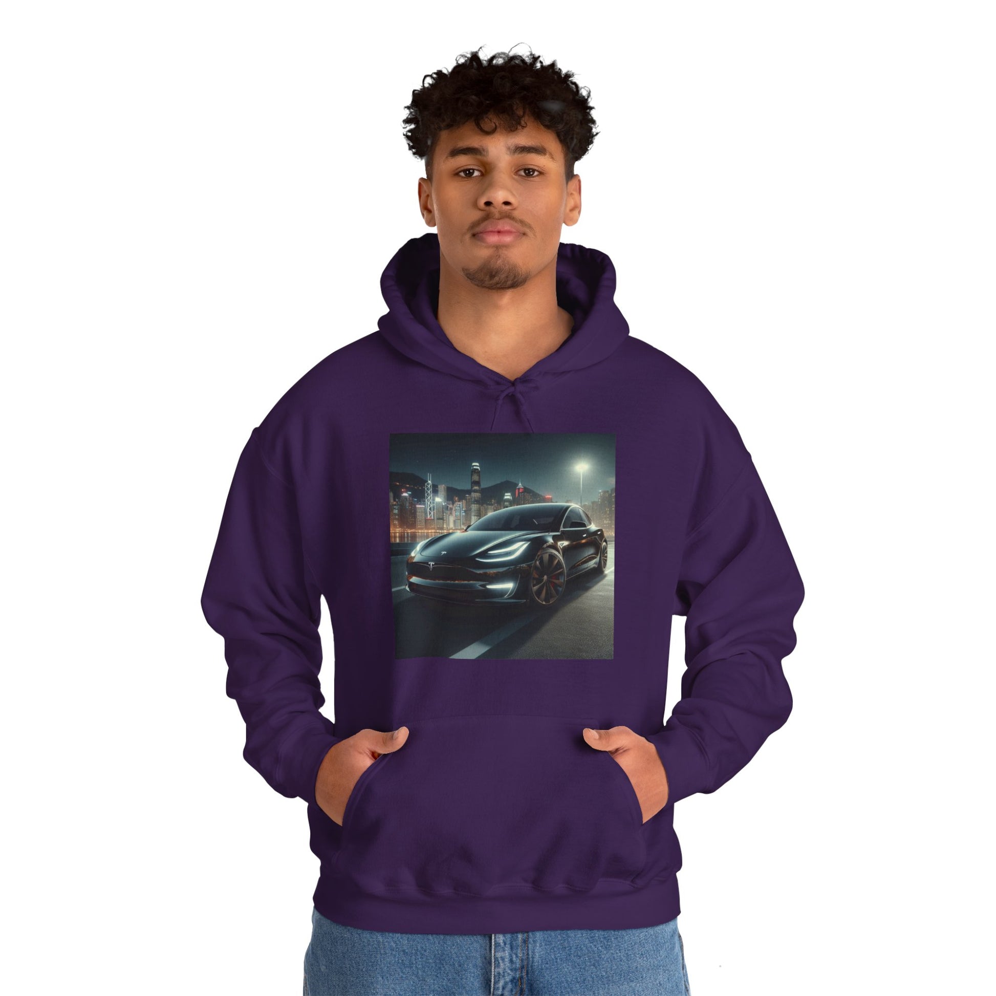 Black Tesla Hoodie Hoodie Printify