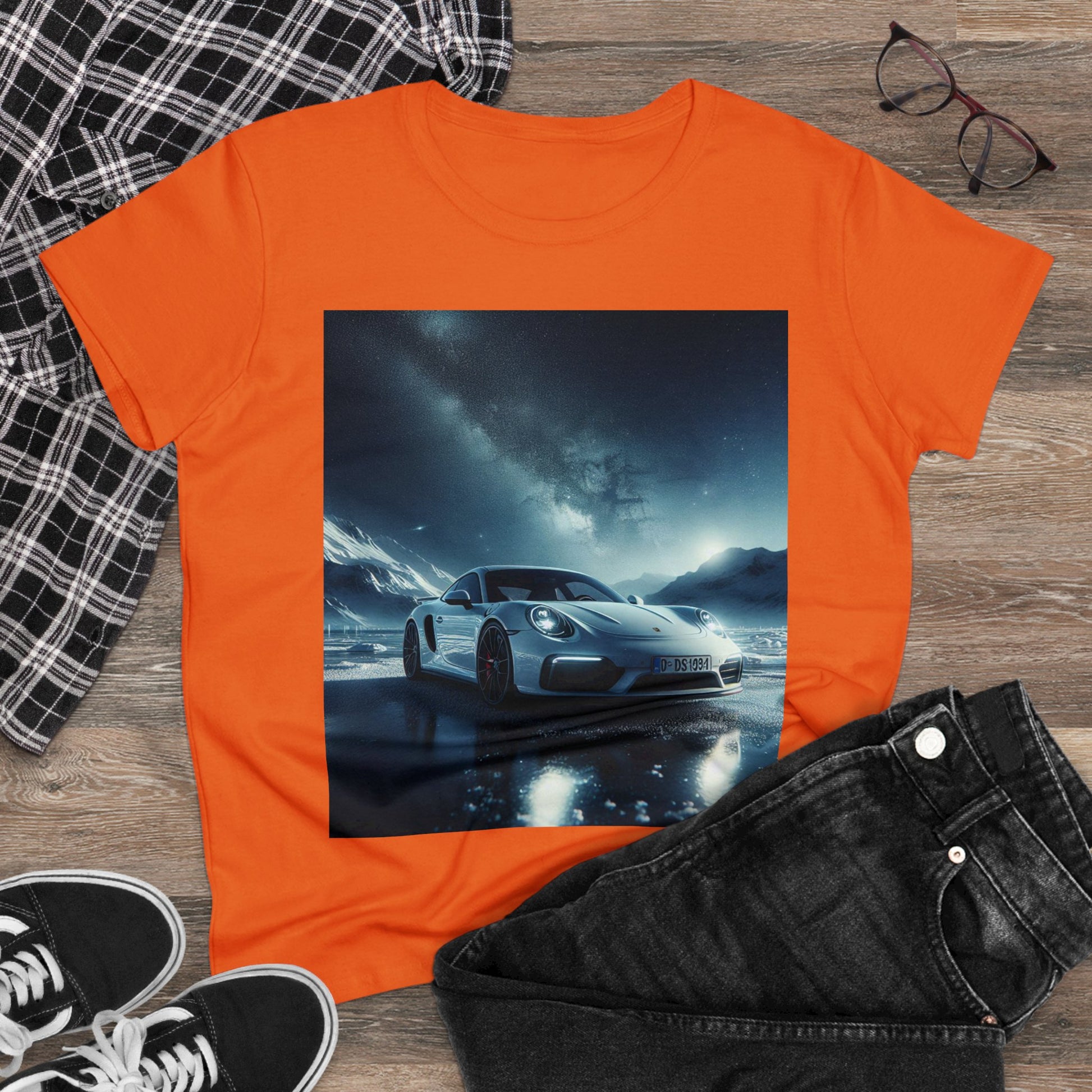 White Porsche T-Shirt T-Shirt Printify