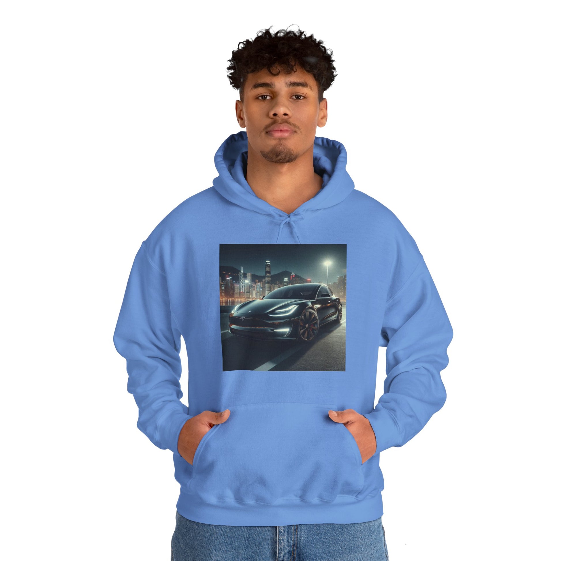 Black Tesla Hoodie Hoodie Printify