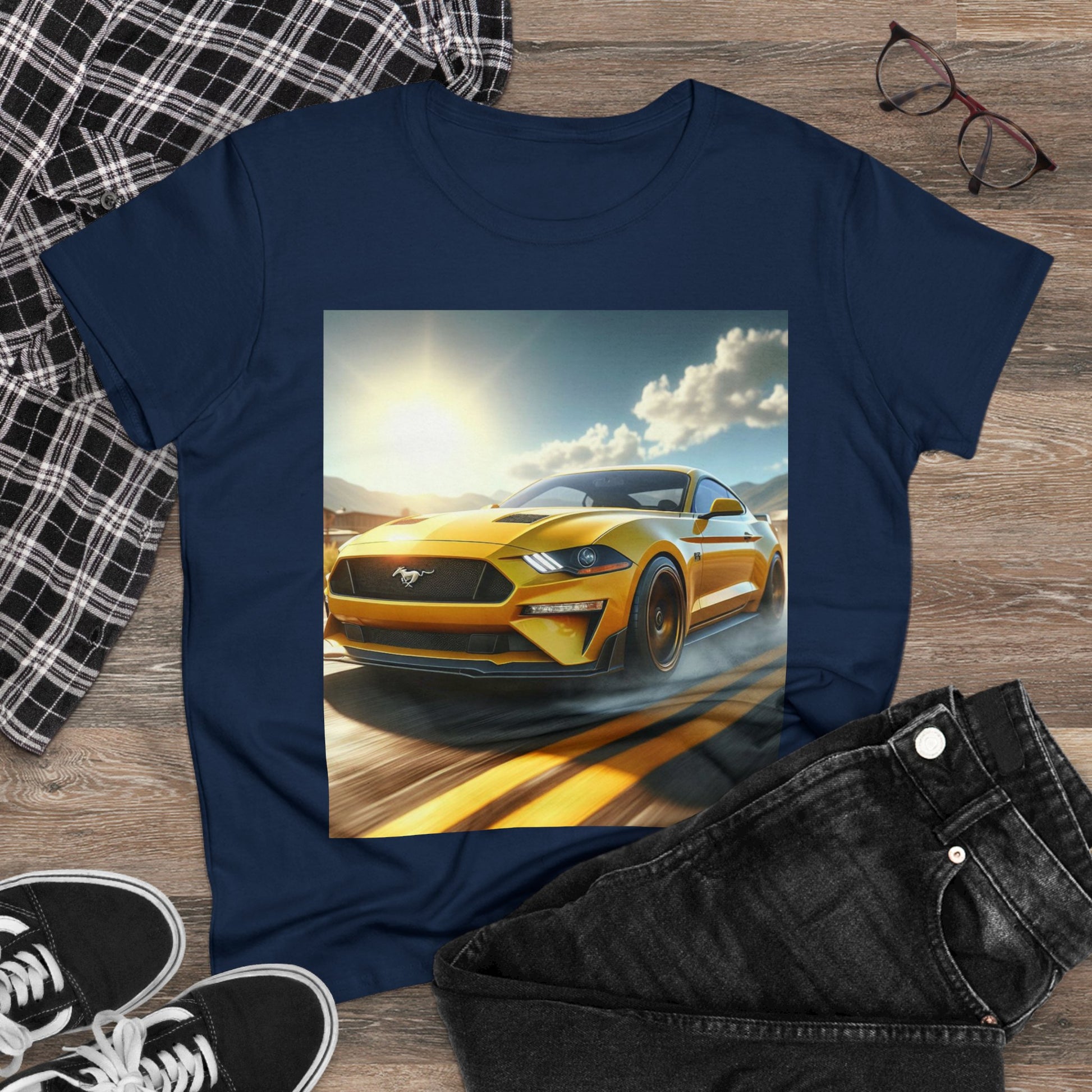 Yellow Mustang T-Shirt T-Shirt Printify