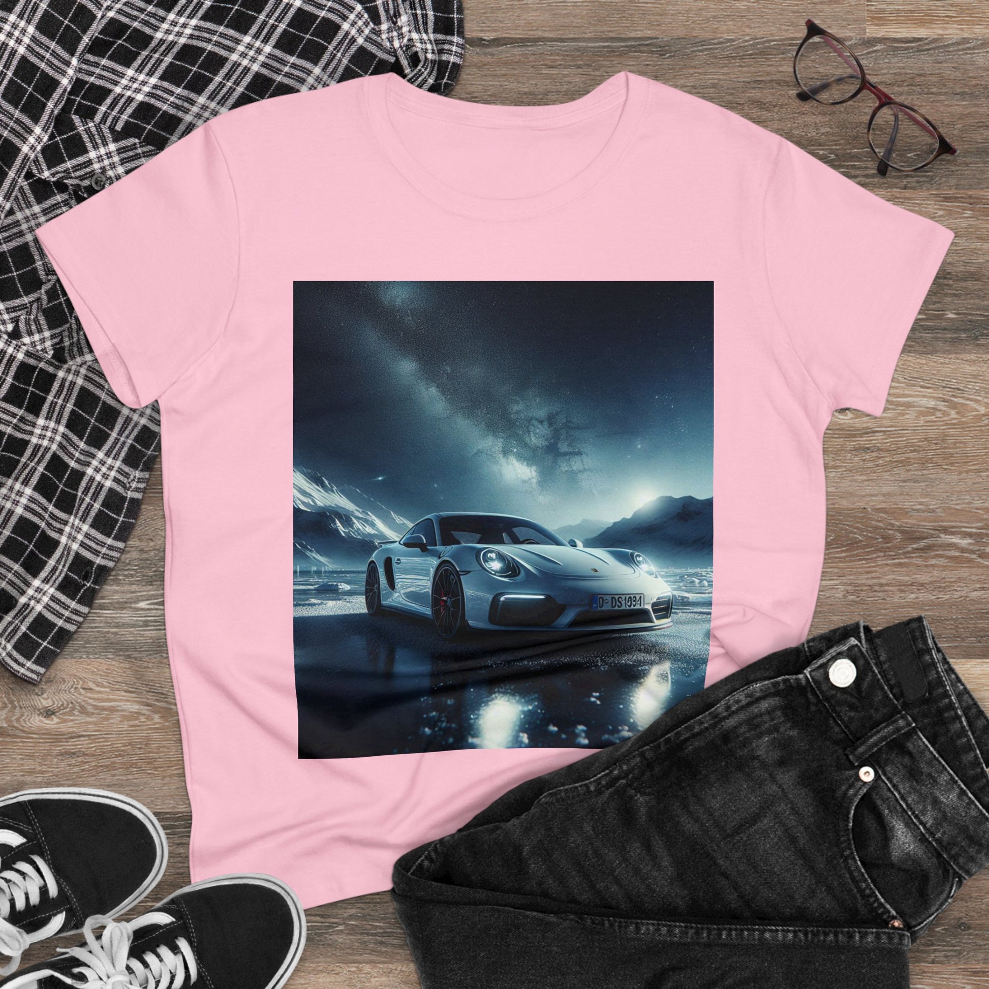 White Porsche T-Shirt T-Shirt Printify