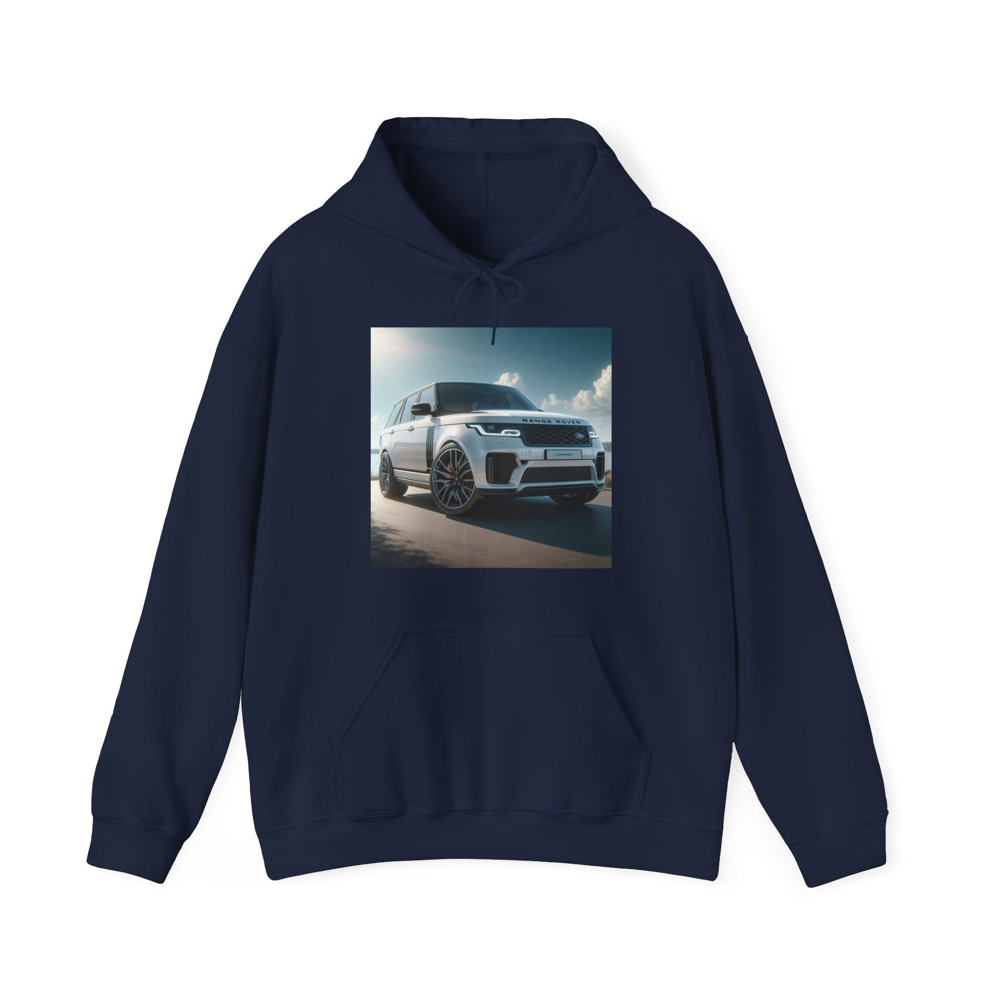 White Range Rover Hoodie Hoodie Printify Navy S