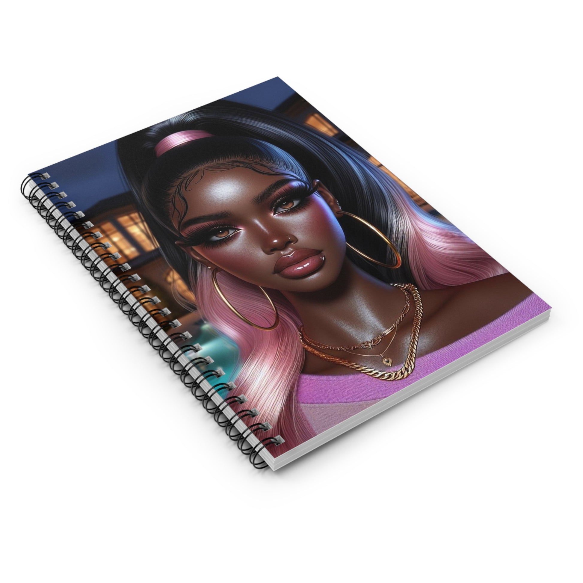 Pink at Night Spiral Notebook Paper products Printify