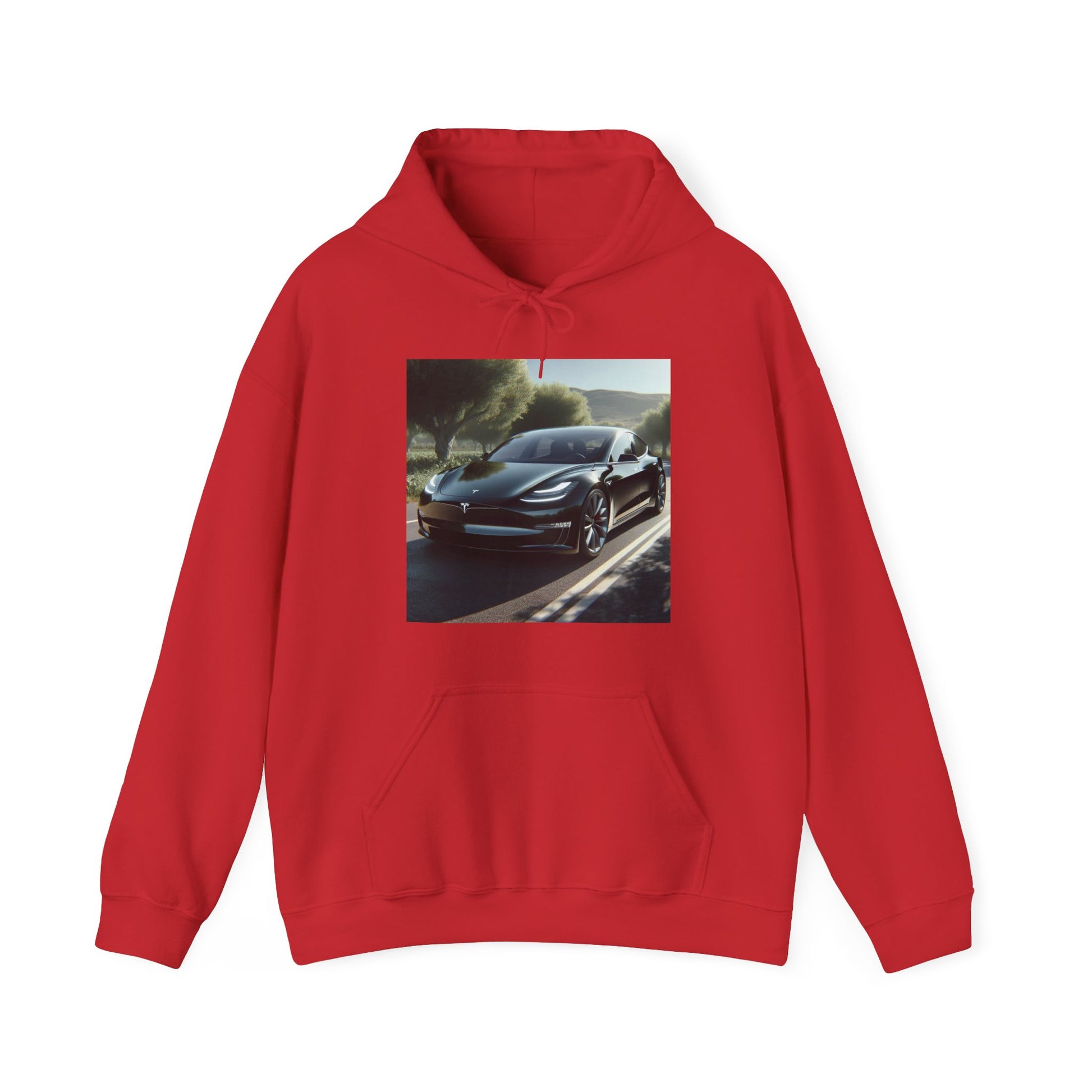 Black Tesla Hoodie Hoodie Printify Red S