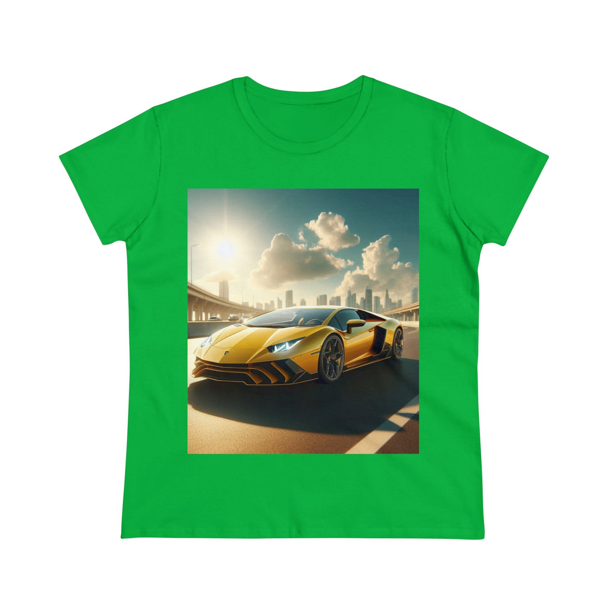Yellow Lamborghini T-Shirt T-Shirt Printify Irish Green S