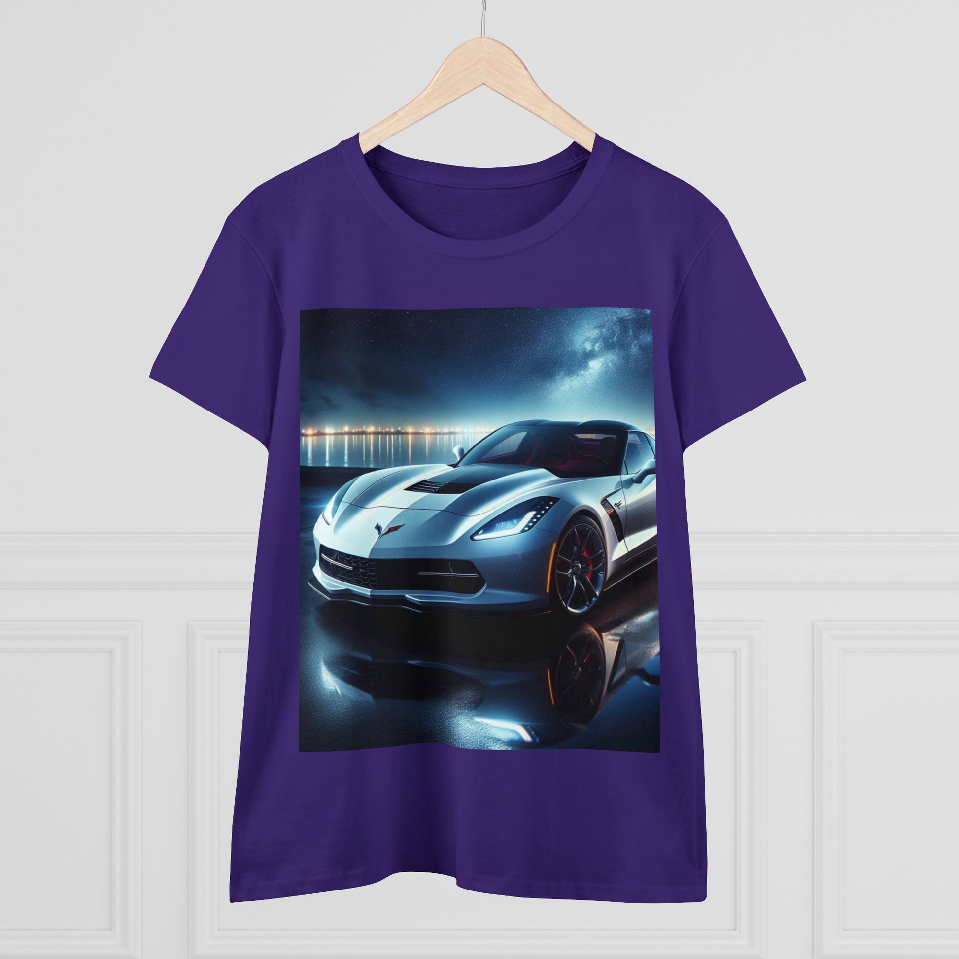 White Corvette T-Shirt T-Shirt Printify