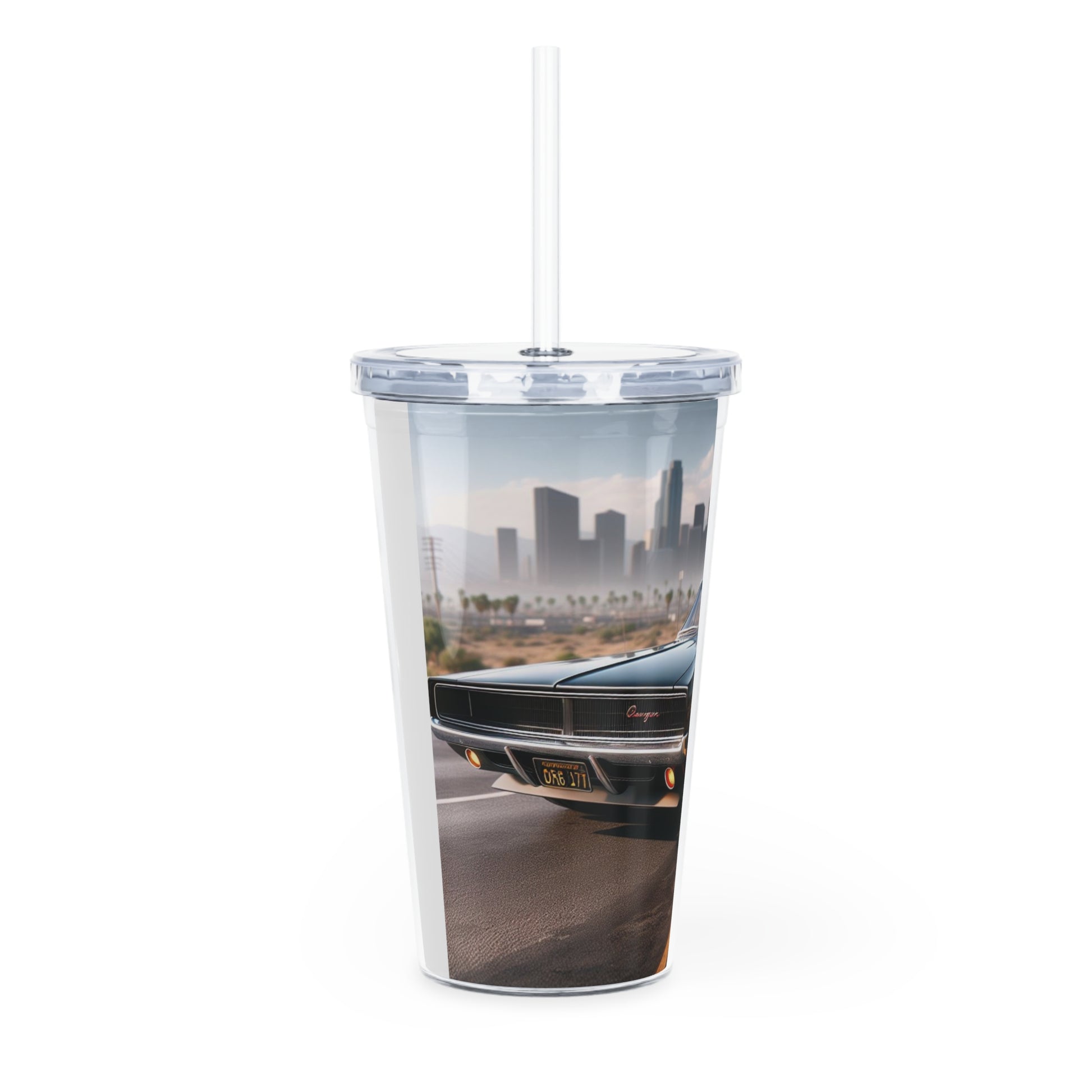 1970 Black Dodge Charger Tumbler with Straw Mug Printify