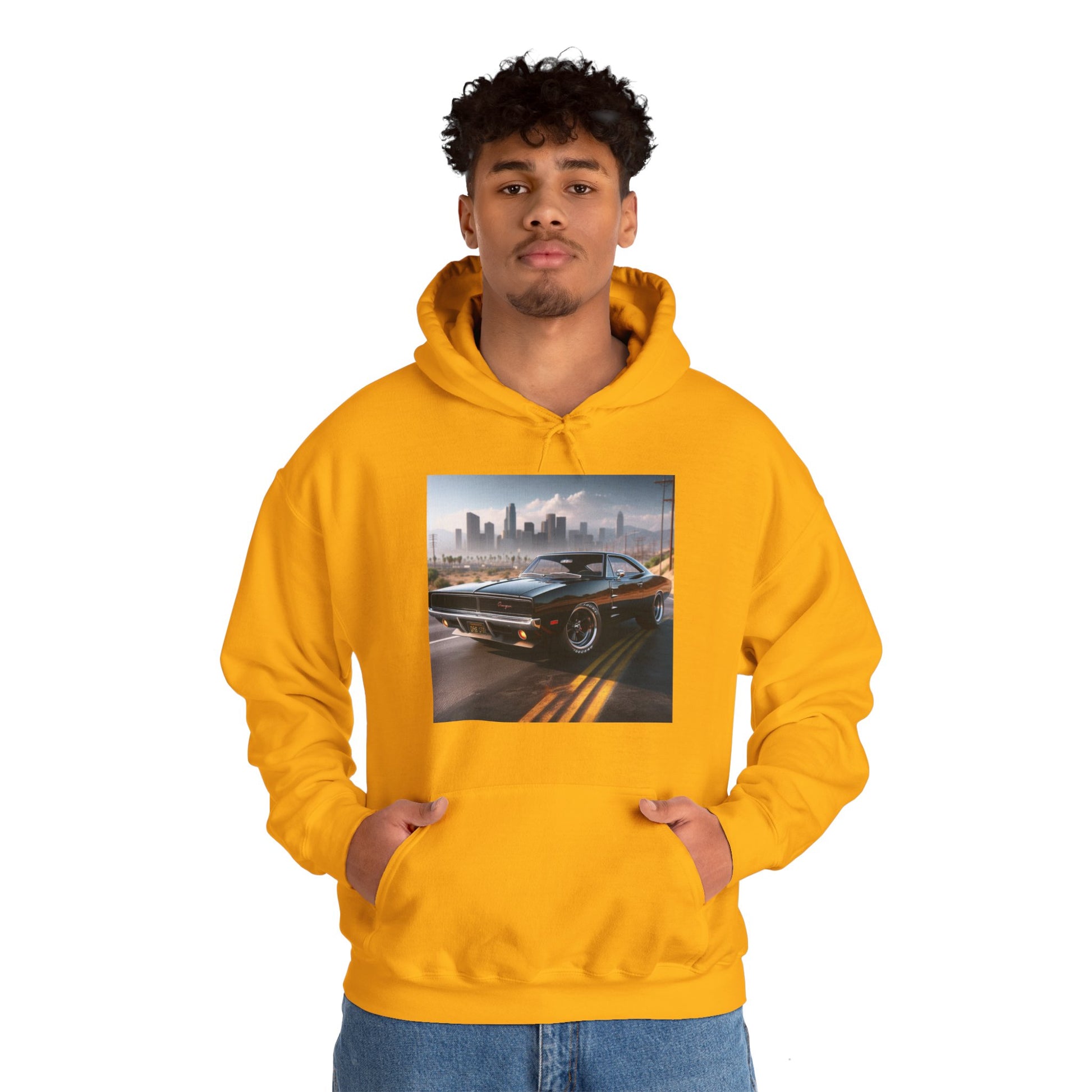 1970 Black Dodge Charger Hoodie Hoodie Printify