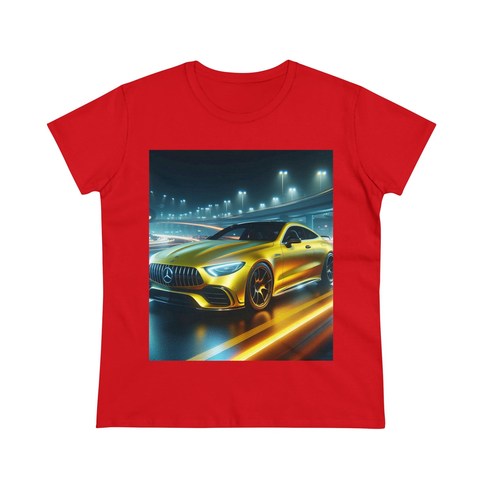 Yellow Mercedes T-Shirt T-Shirt Printify Red S