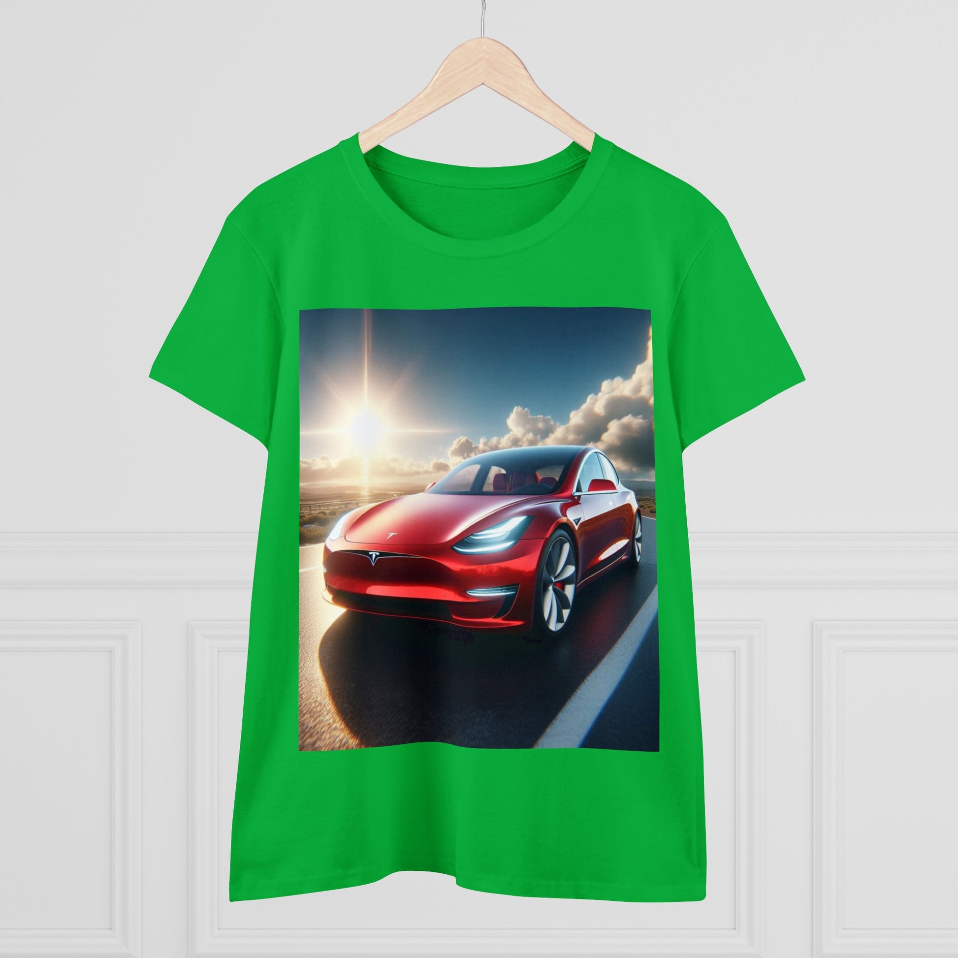 Red Tesla T-Shirt T-Shirt Printify