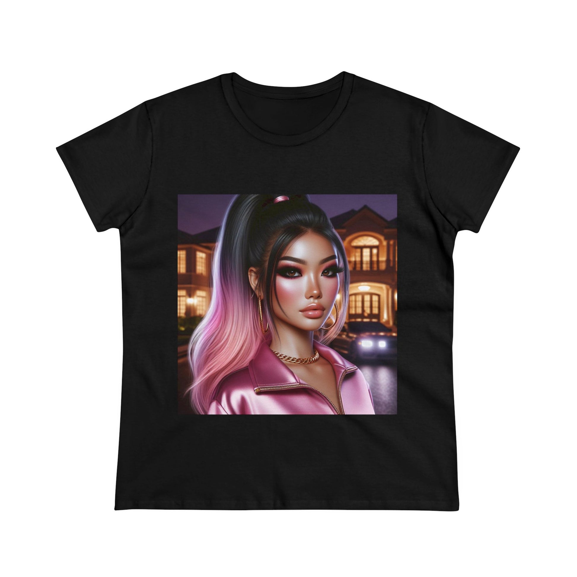 Pink at Night T-Shirt T-Shirt Printify Black S