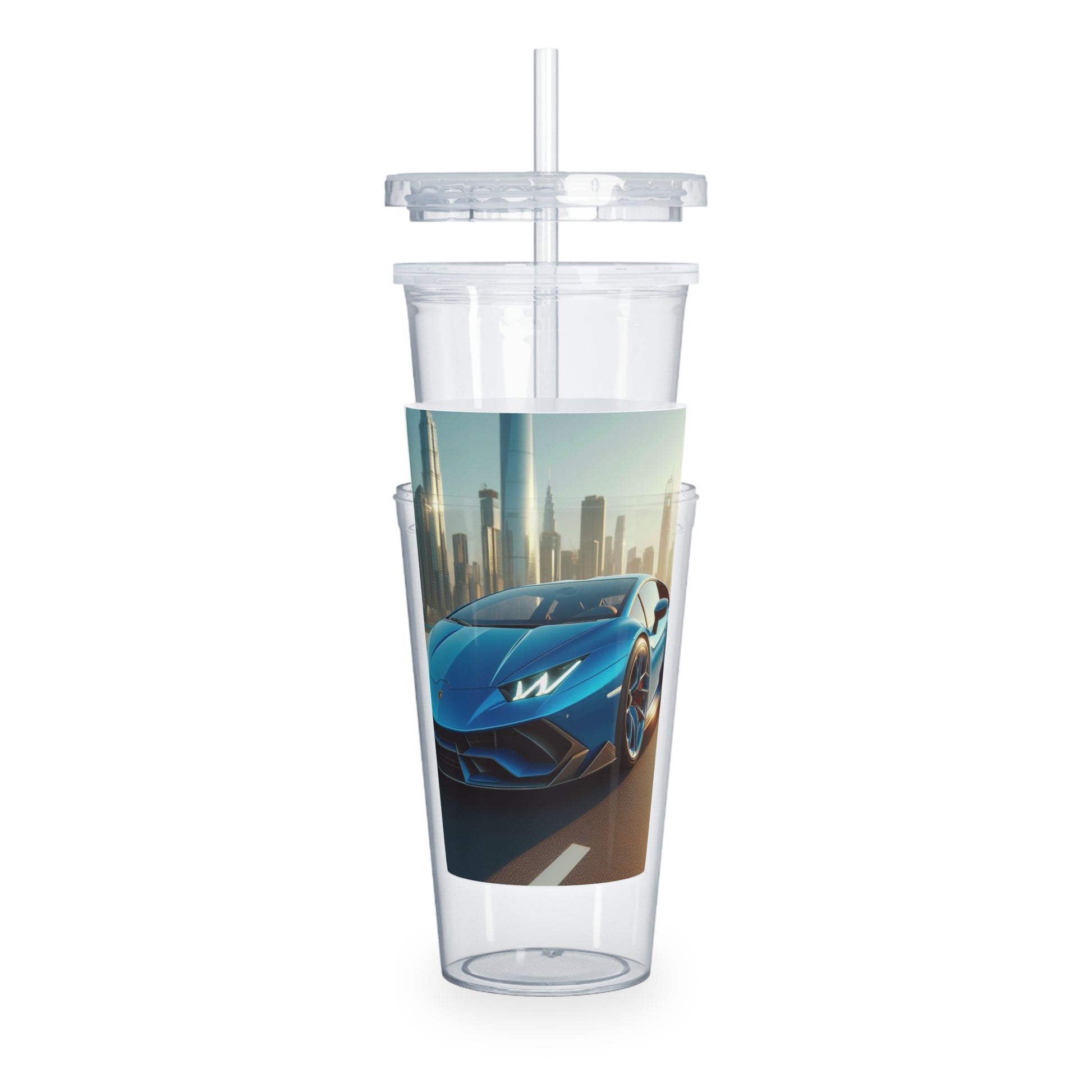 Blue Lamborghini Tumbler with Straw Mug Printify