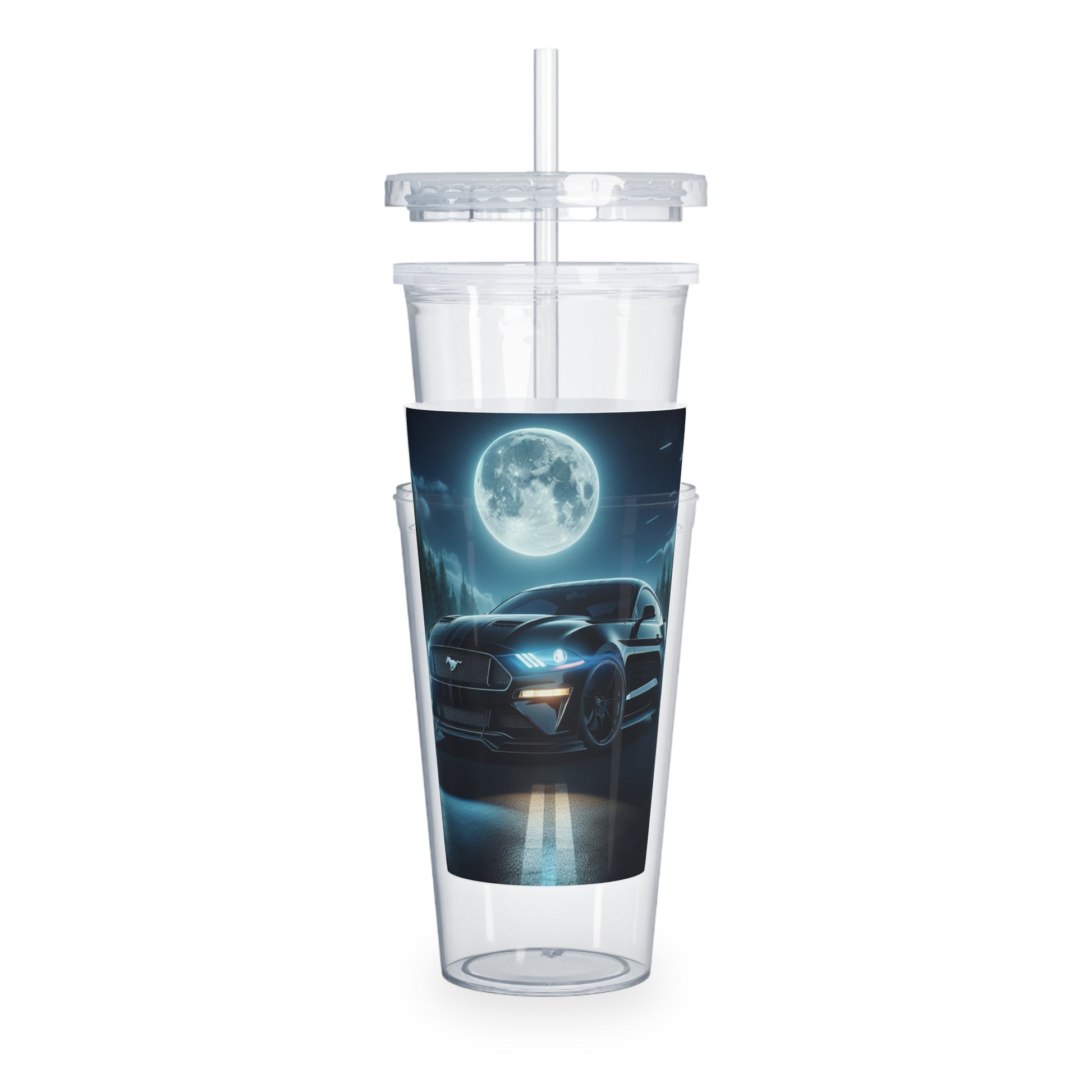 Black Mustang Tumbler with Straw Mug Printify