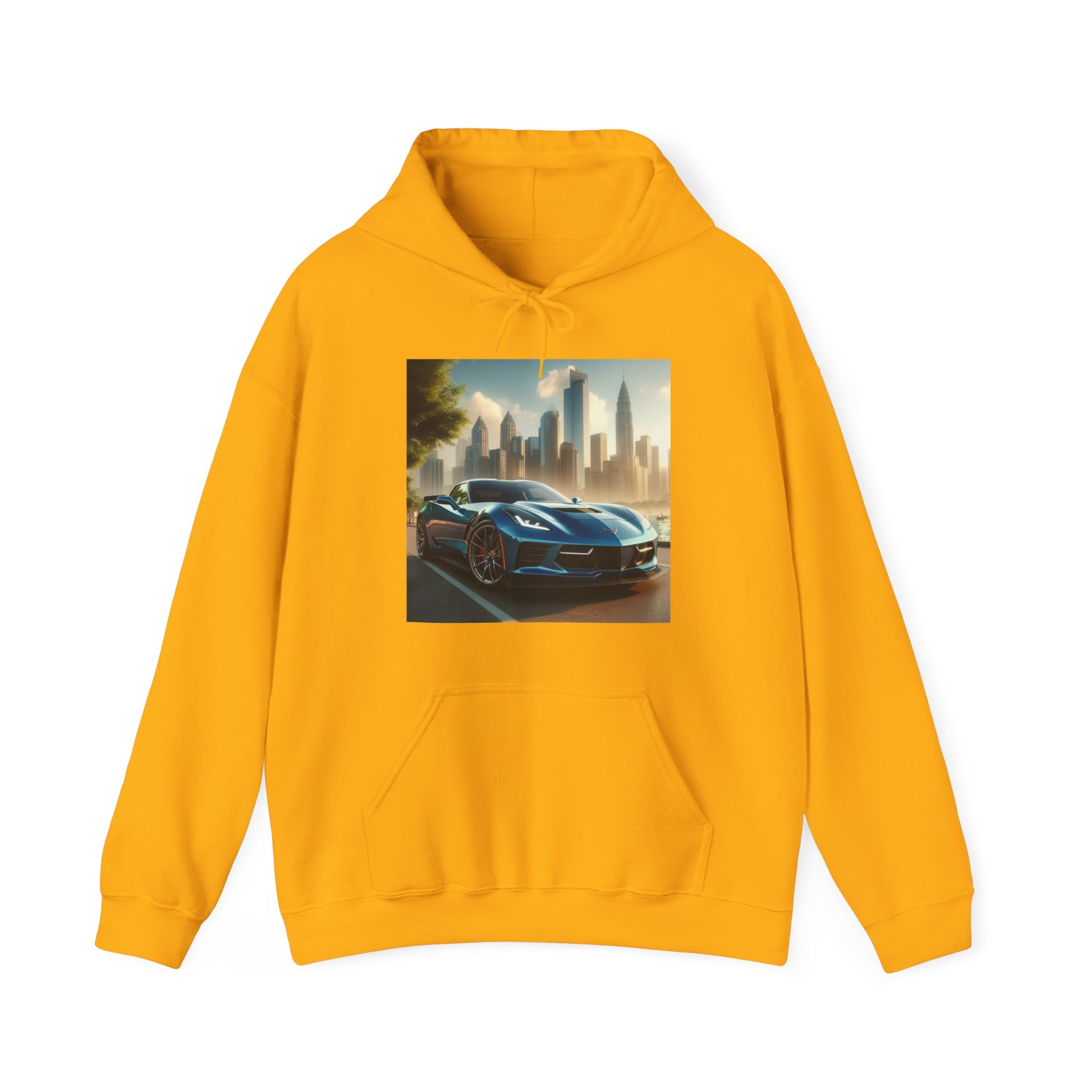 Blue Corvette Hoodie Hoodie Printify Gold S