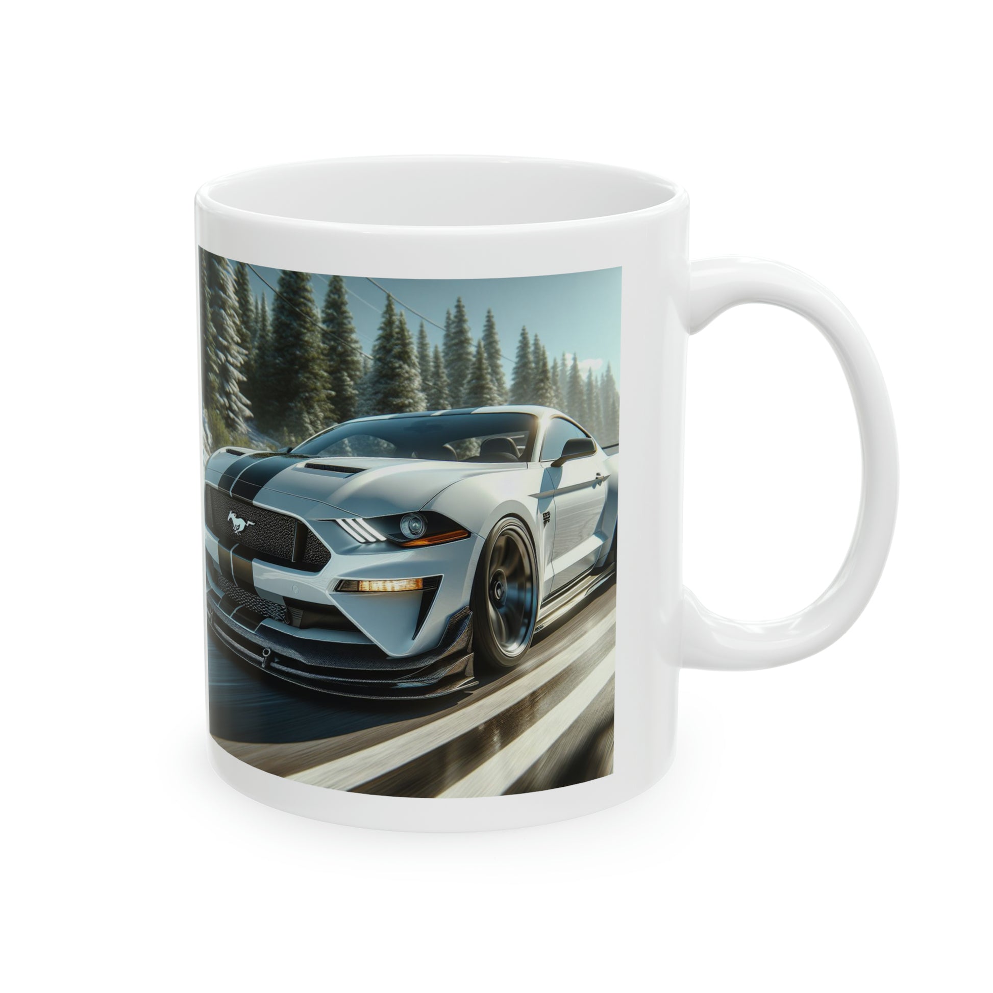 White Mustang Mug Mug Printify