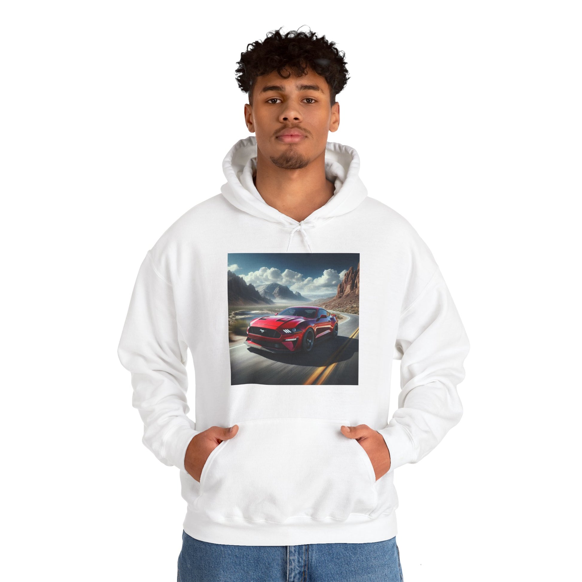Red Mustang Hoodie Hoodie Printify