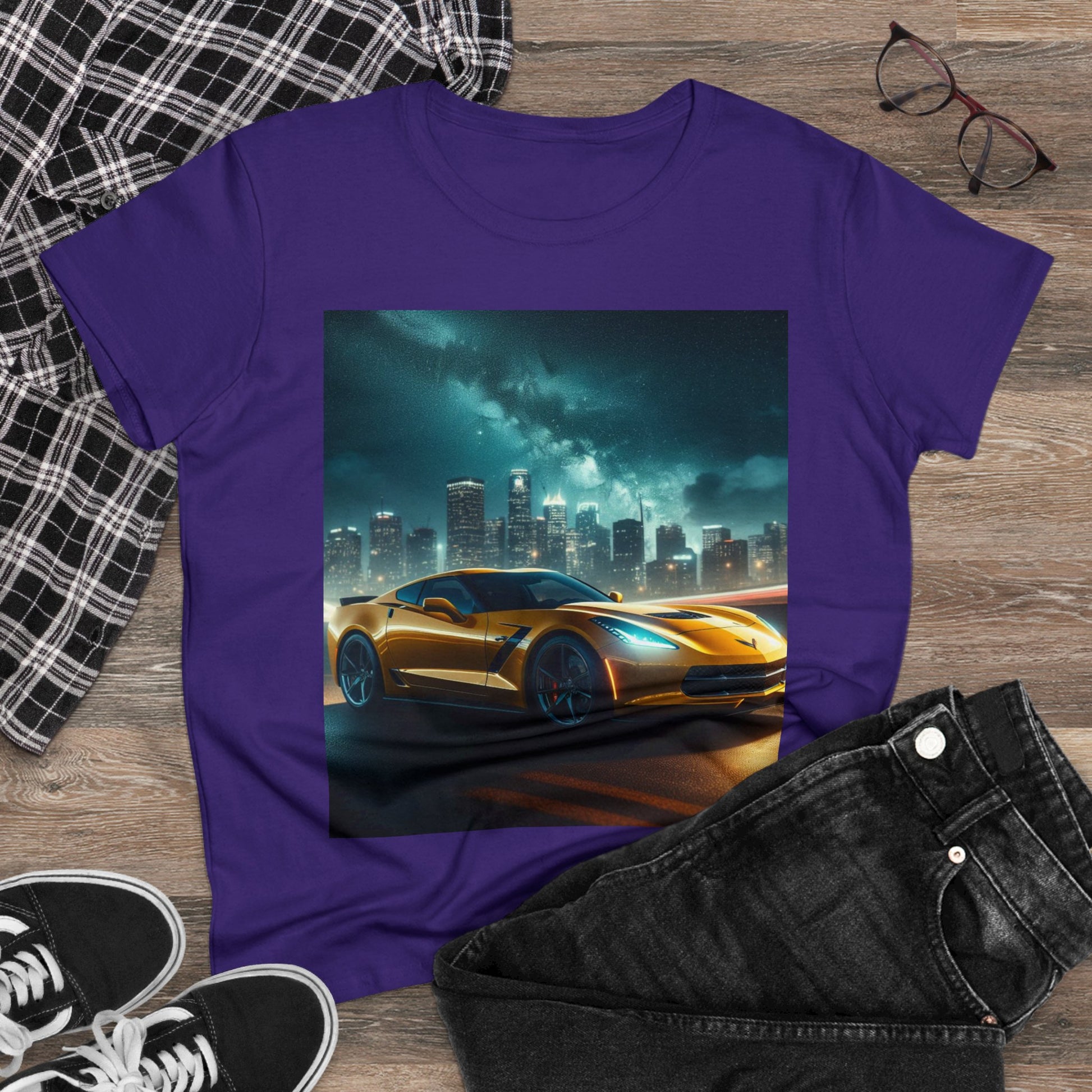 Yellow Corvette T-Shirt T-Shirt Printify