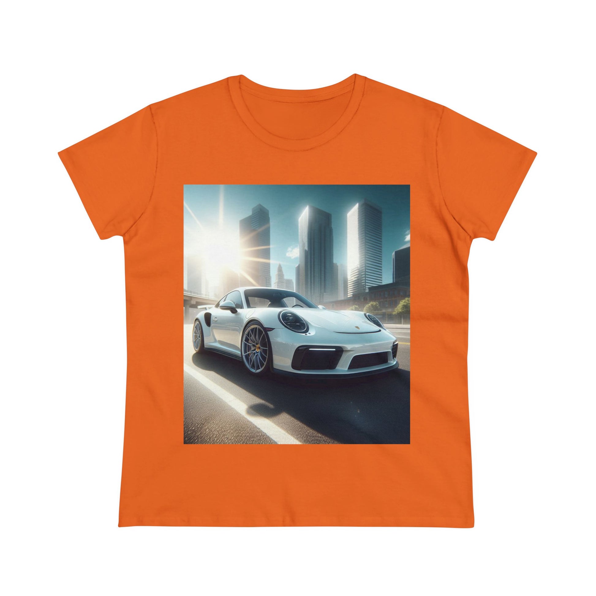 White Porsche T-Shirt T-Shirt Printify Orange S