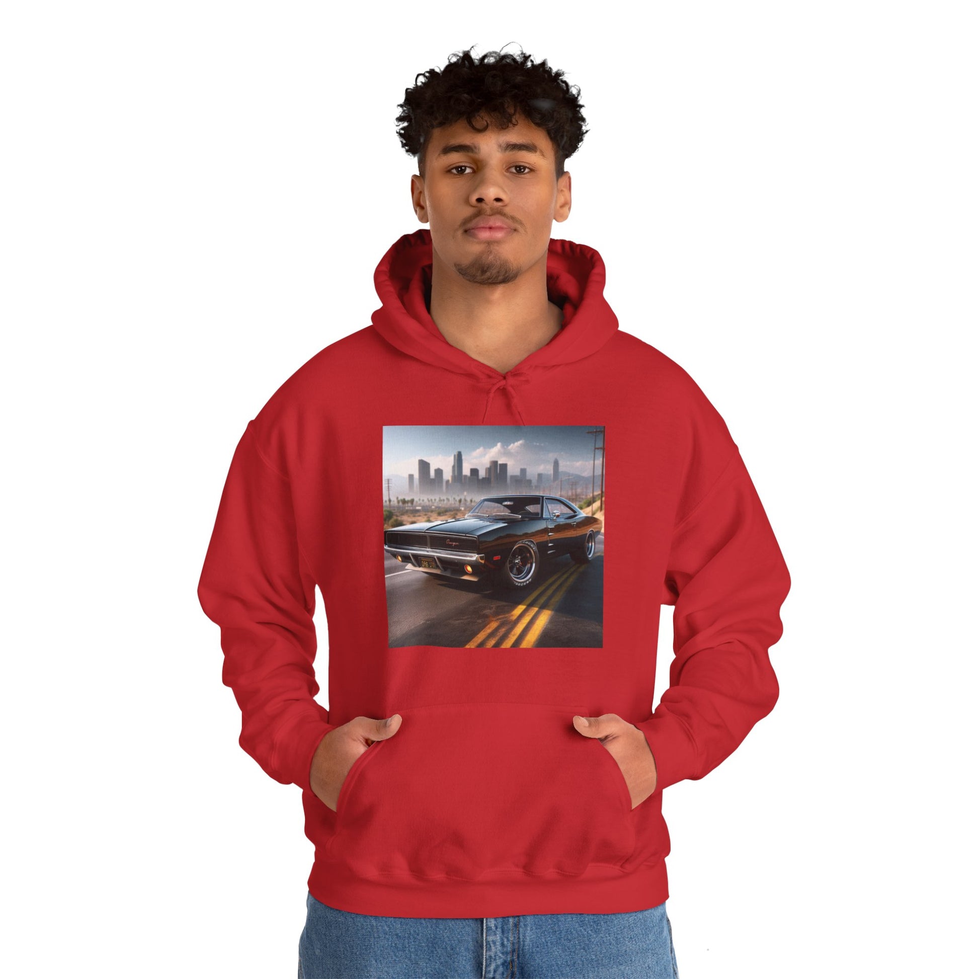 1970 Black Dodge Charger Hoodie Hoodie Printify