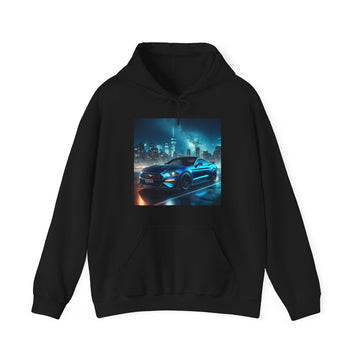 Blue Mustang Hoodie Hoodie Printify Black S